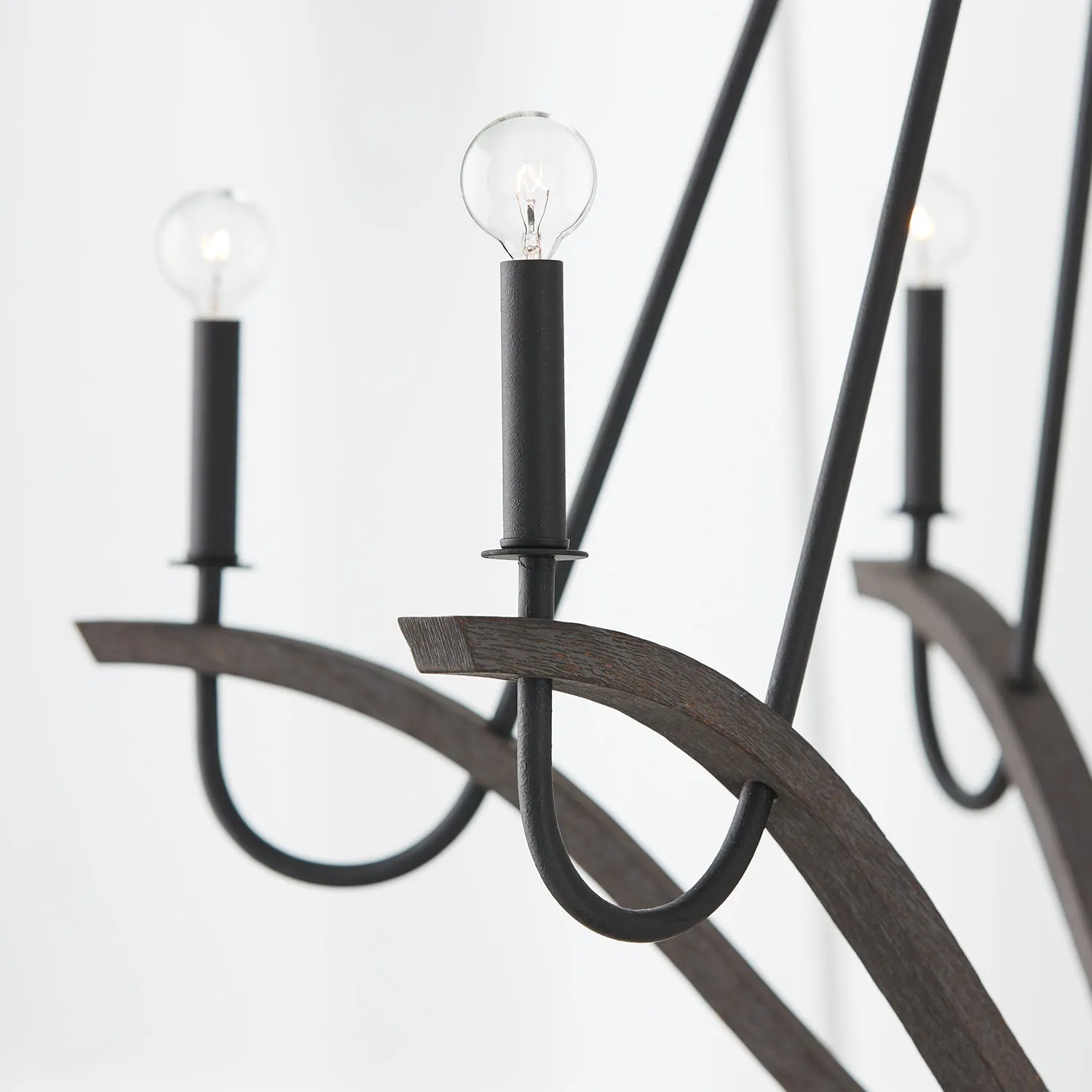 43" CLIVE 6-LIGHT CHANDELIER, CARBON GREY AND BLACK IRON