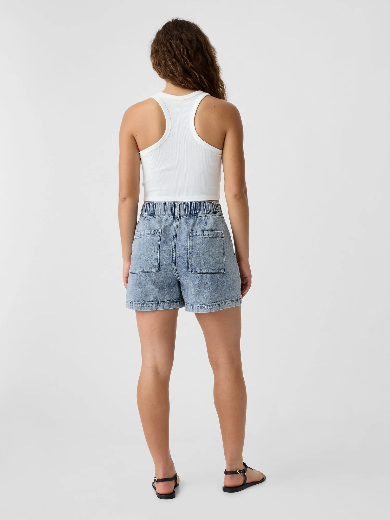 4" Mid Rise Easy Denim Utility Shorts