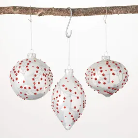 4"H, 4"H and 6"H Sullivans Holly Berry Ornament - Set of 3, Red Christmas Ornaments