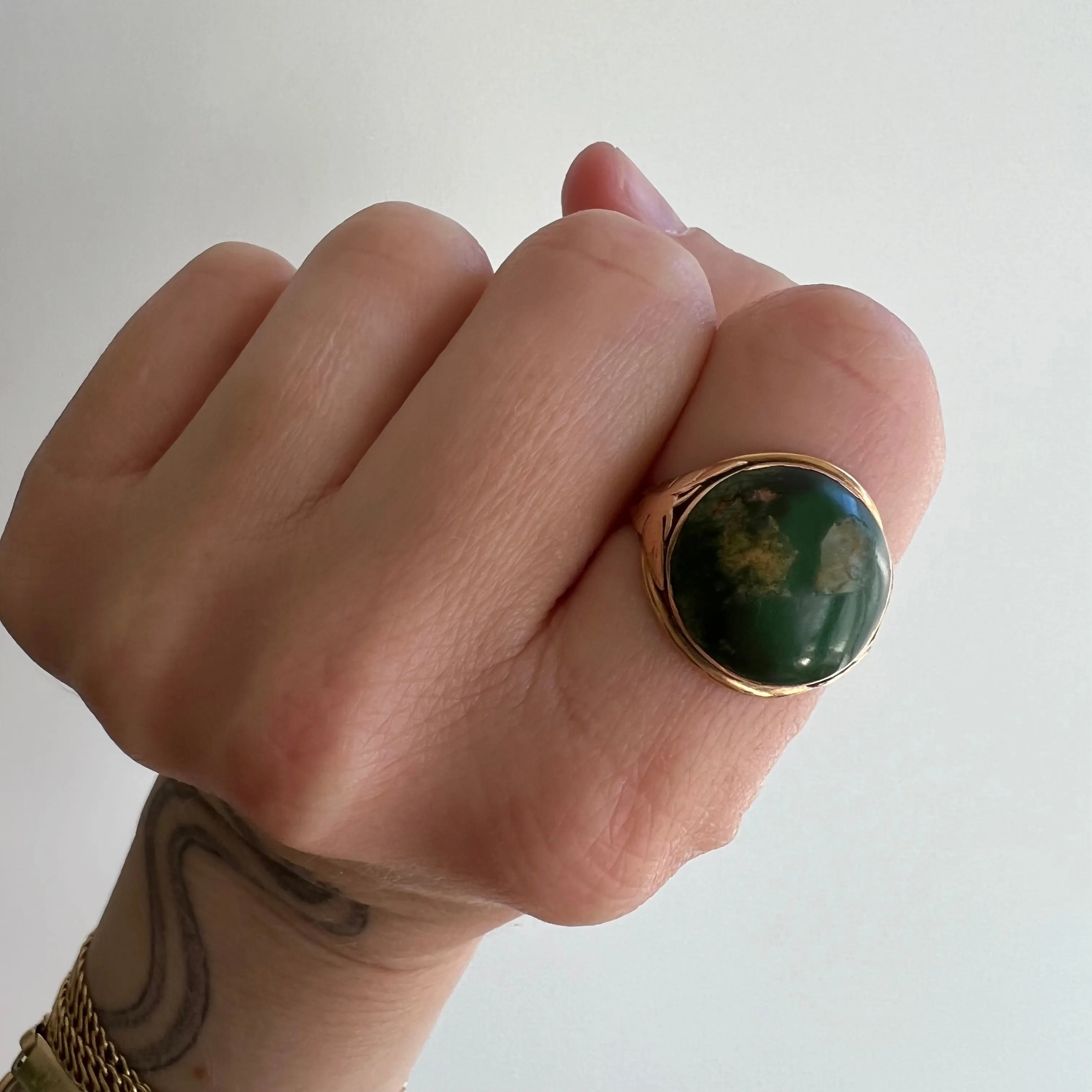 A N T I Q U E // global luna / 14k gold and green turquoise / size 5.5