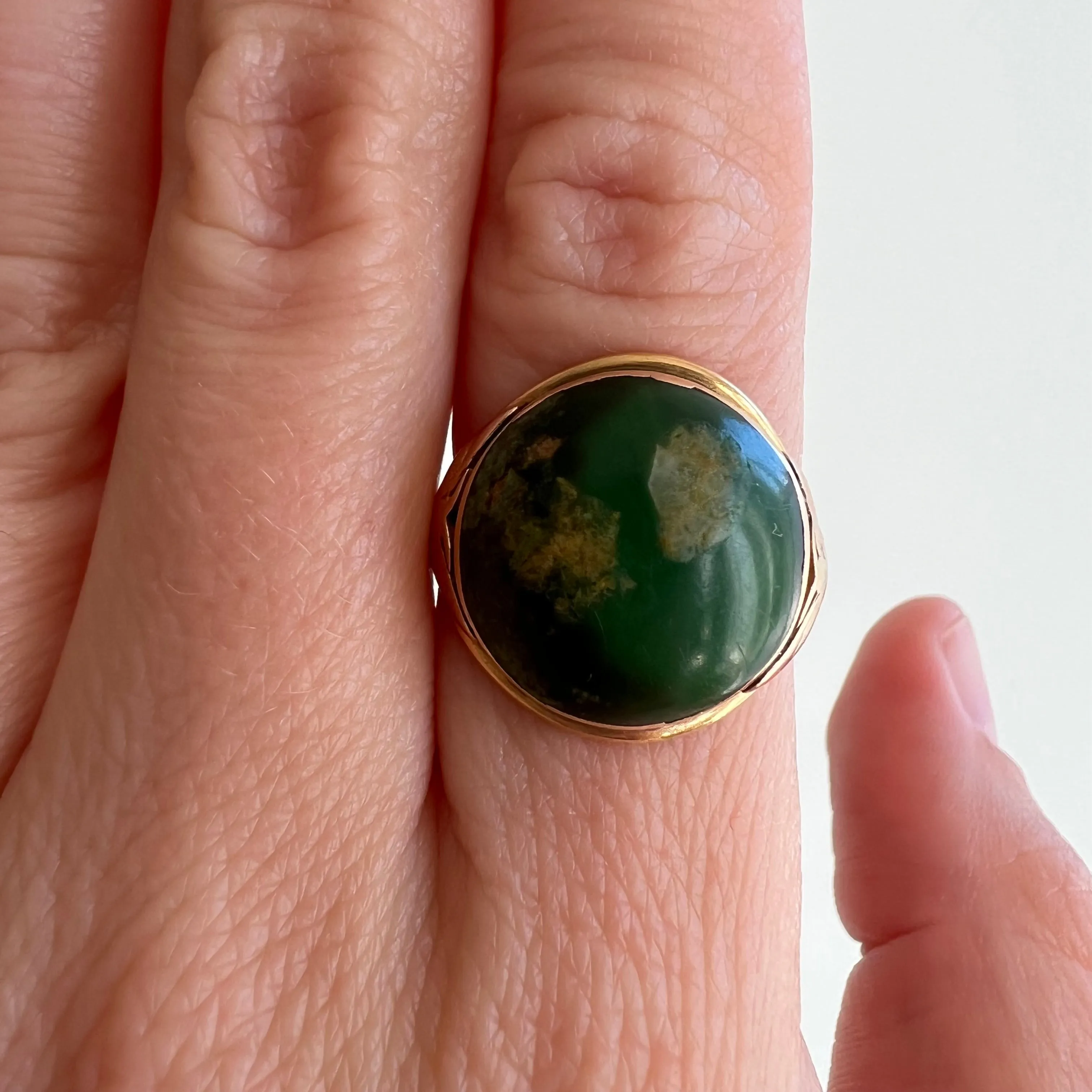 A N T I Q U E // global luna / 14k gold and green turquoise / size 5.5