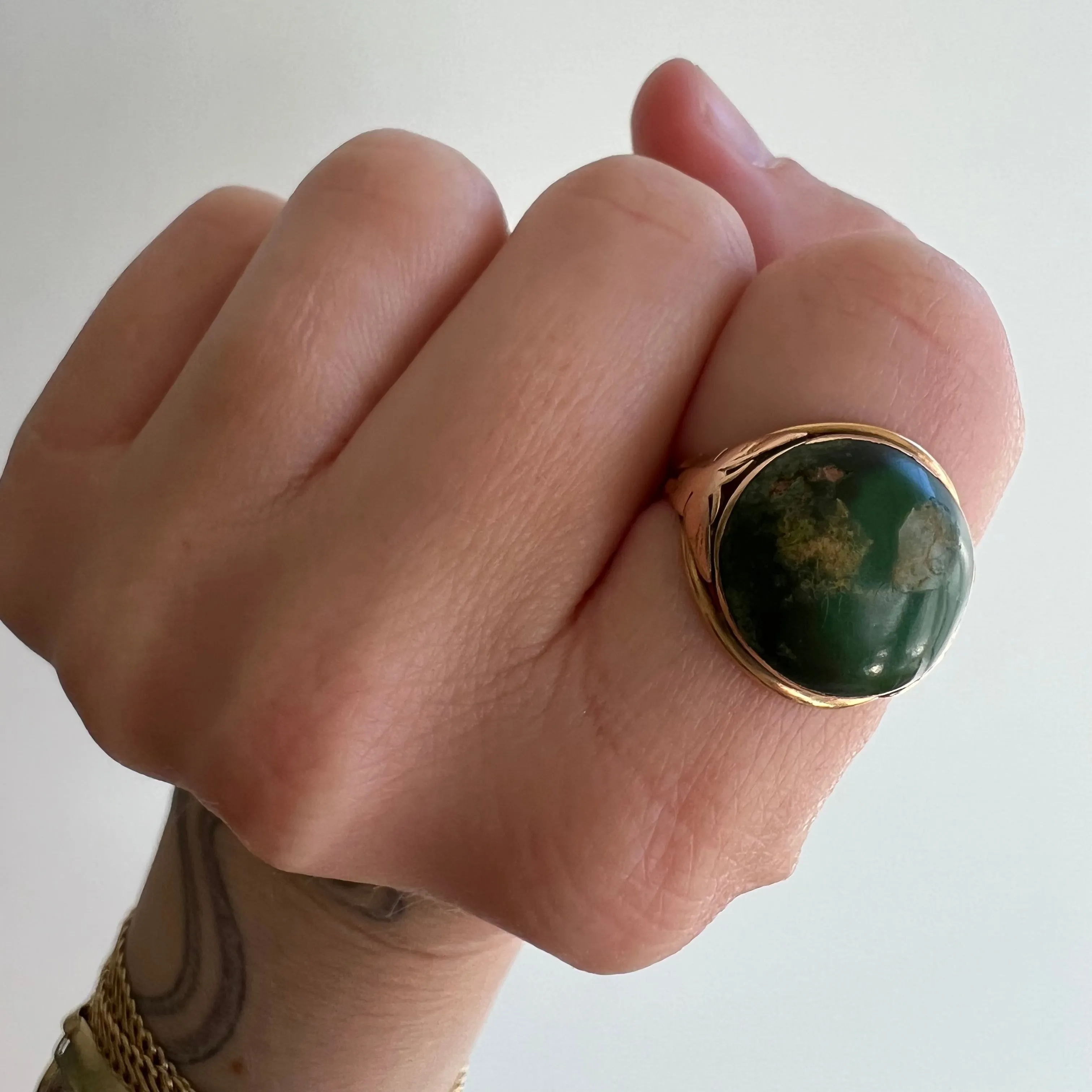 A N T I Q U E // global luna / 14k gold and green turquoise / size 5.5