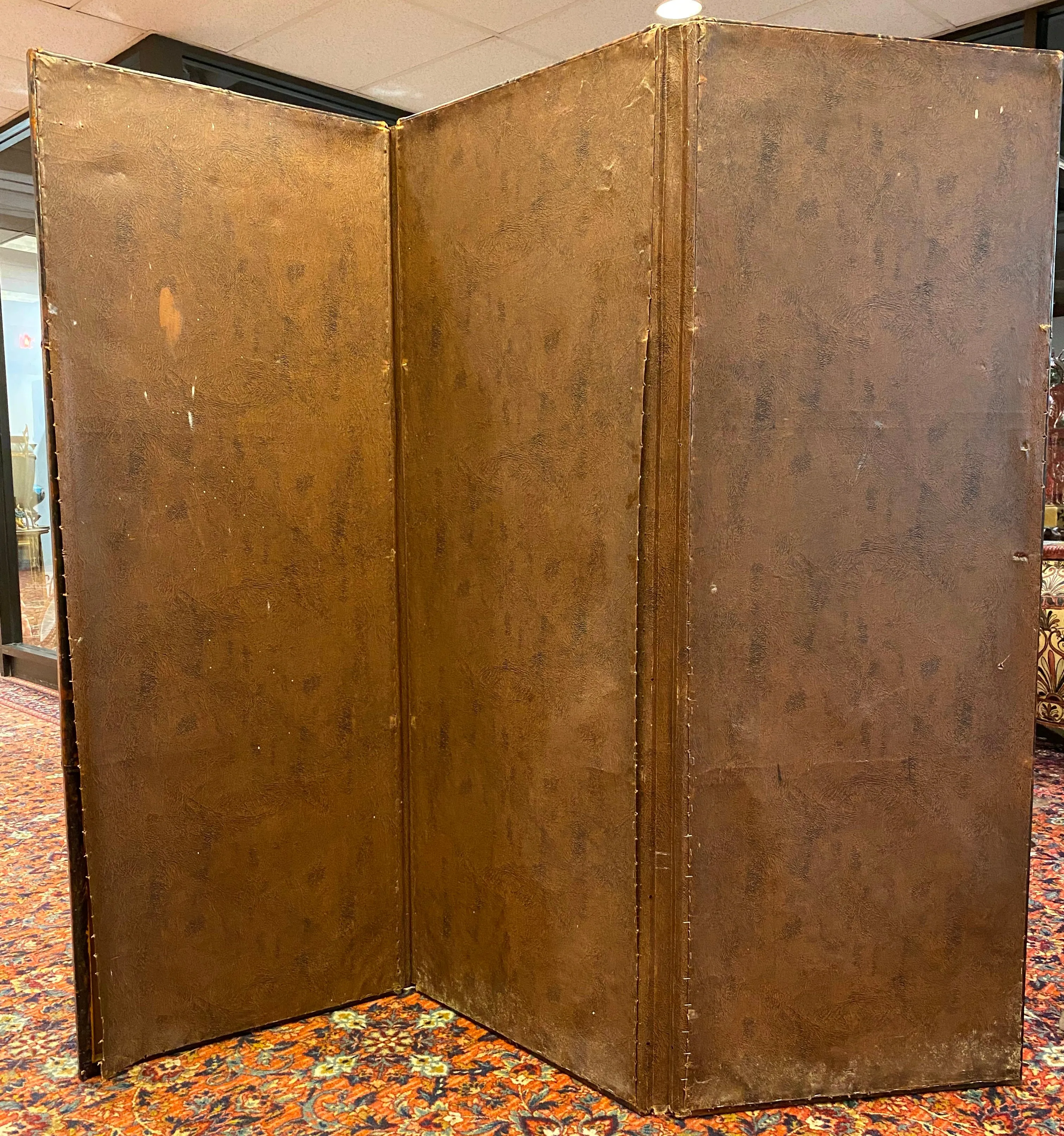 American Leather Folding Screen