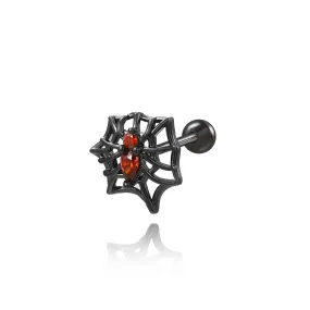 Black Spider Web Screw Back Earring