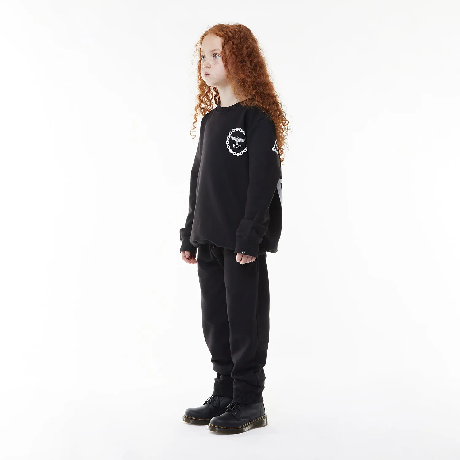 BOY EAGLE BACKPRINT KIDS SWEATSHIRT - BLACK