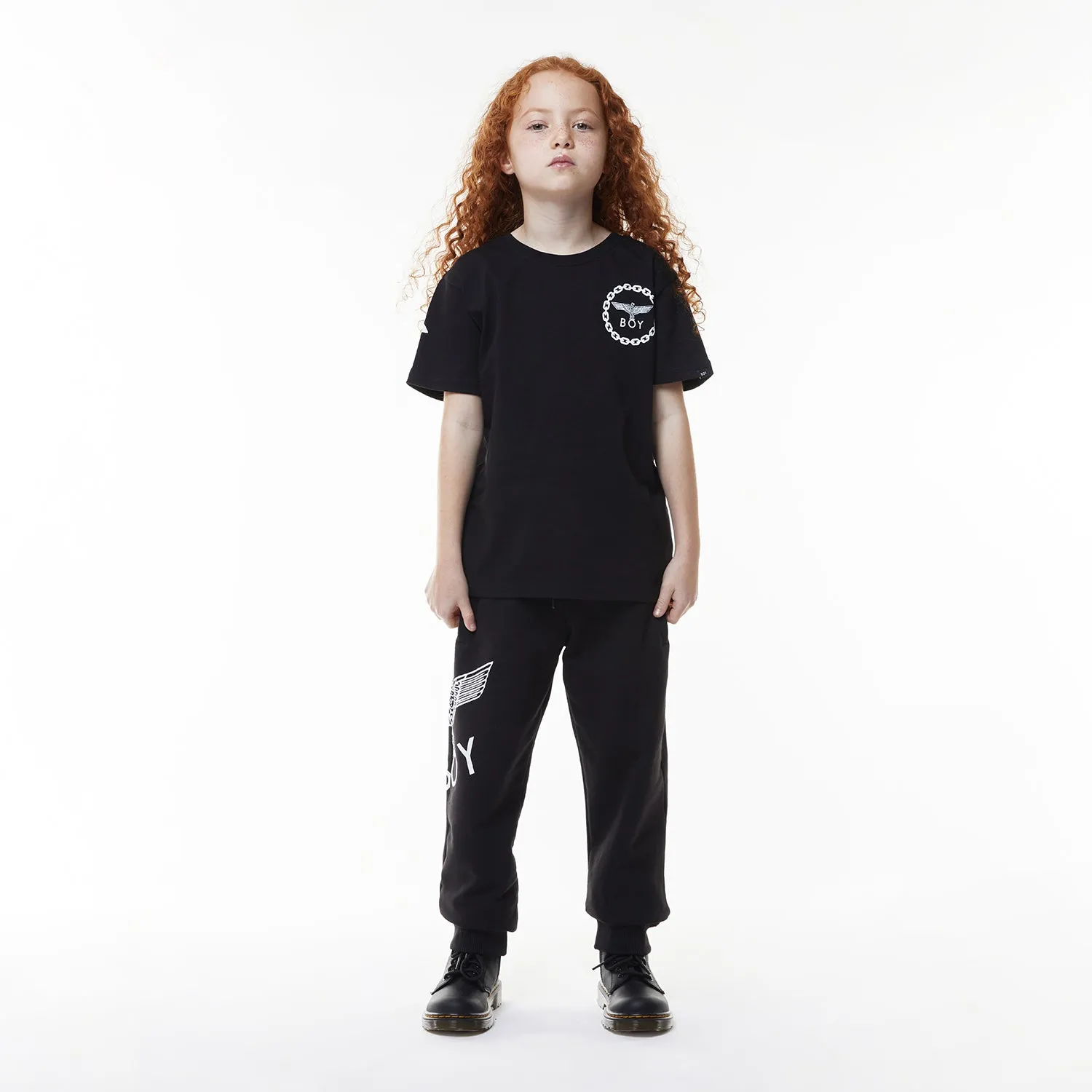 BOY EAGLE BACKPRINT KIDS T-SHIRT - BLACK