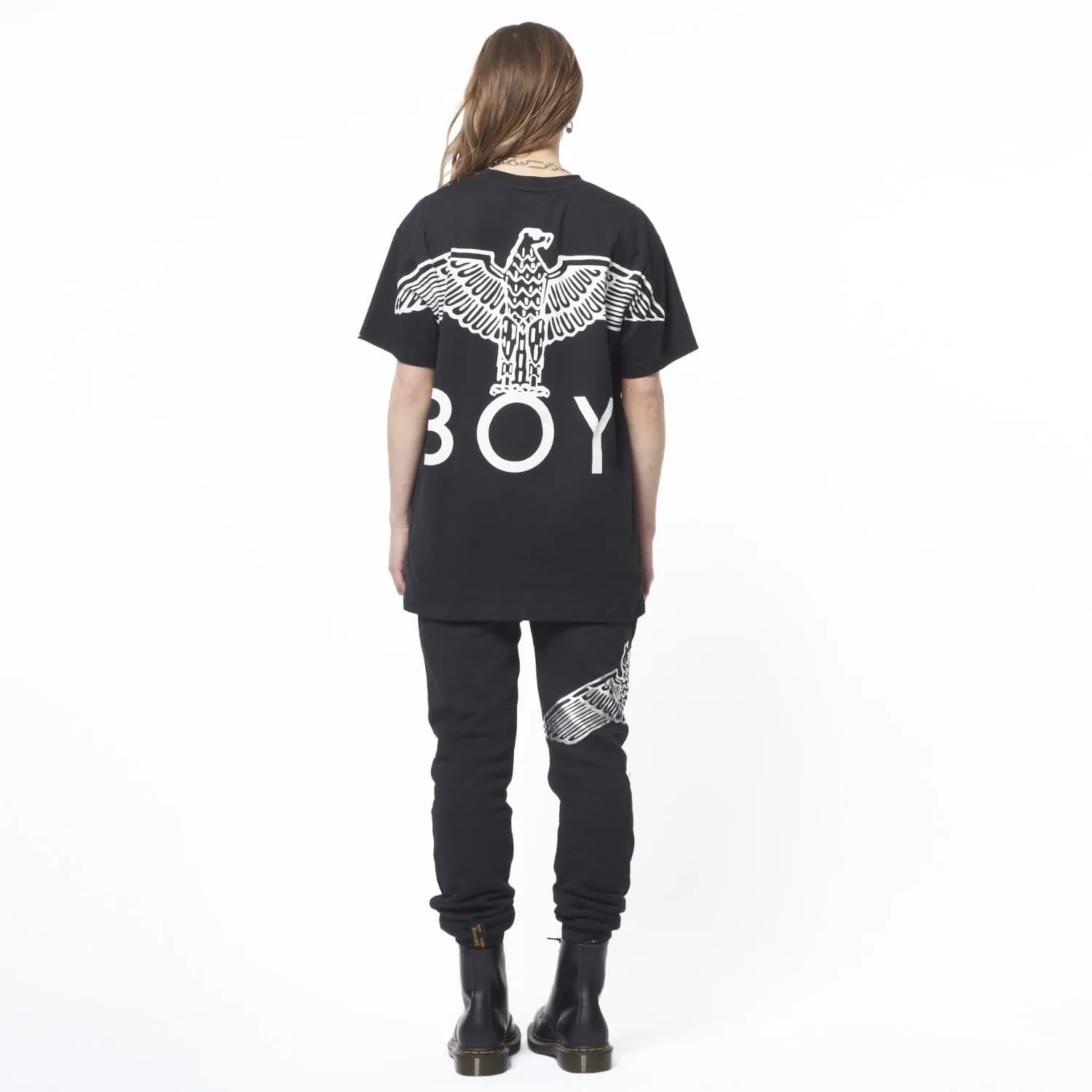 BOY EAGLE BACKPRINT T-SHIRT - BLACK/WHITE