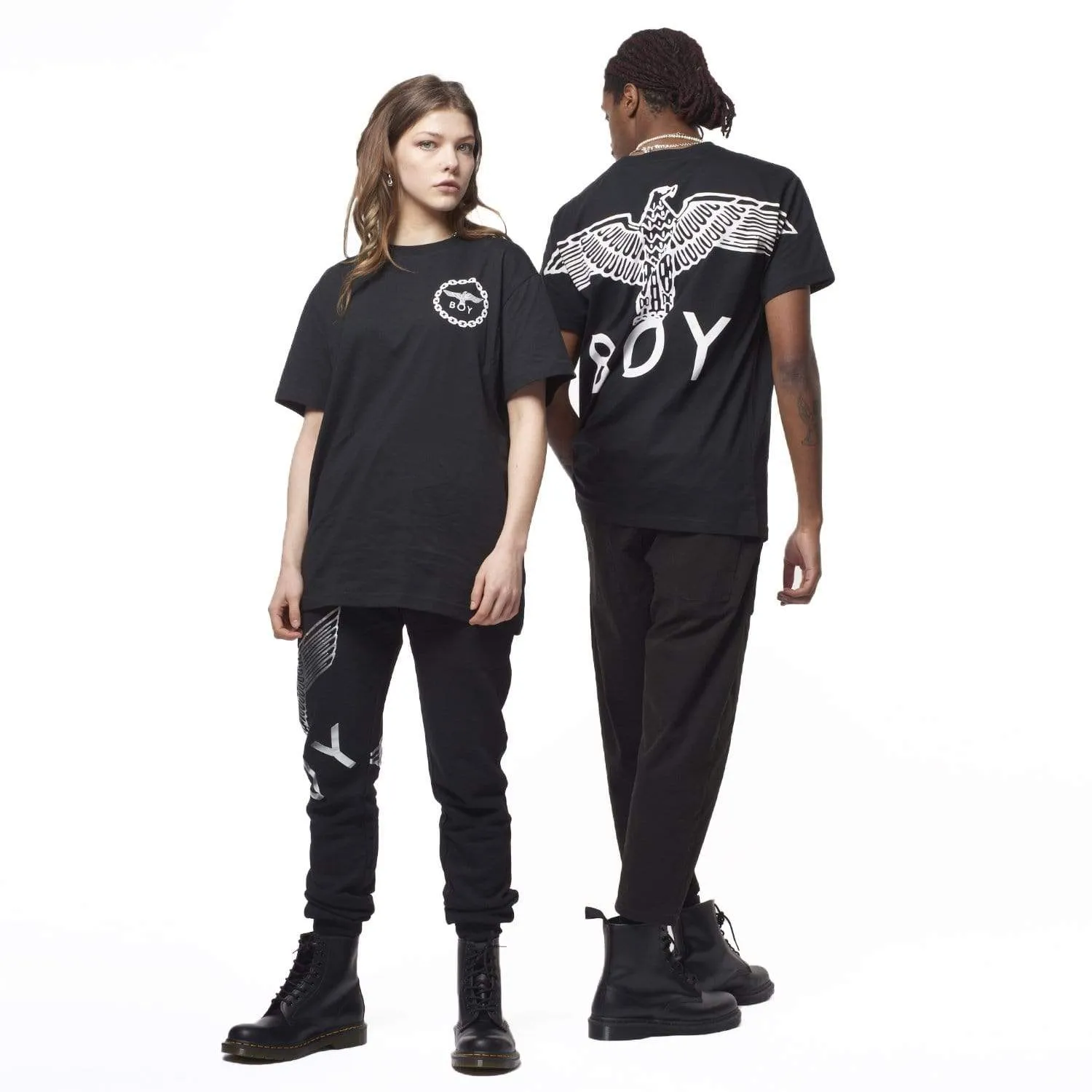 BOY EAGLE BACKPRINT T-SHIRT - BLACK/WHITE