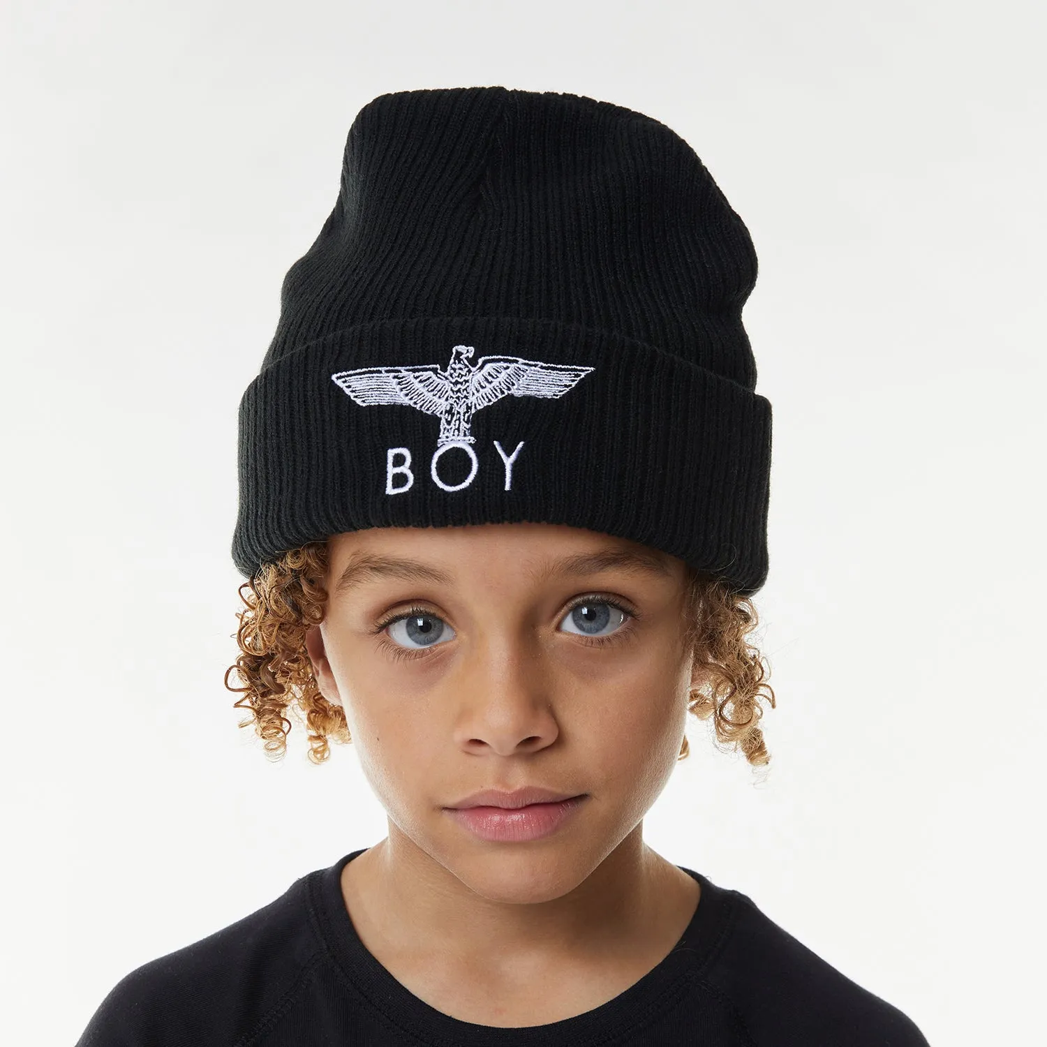 BOY EAGLE BEANIE KIDS - BLACK