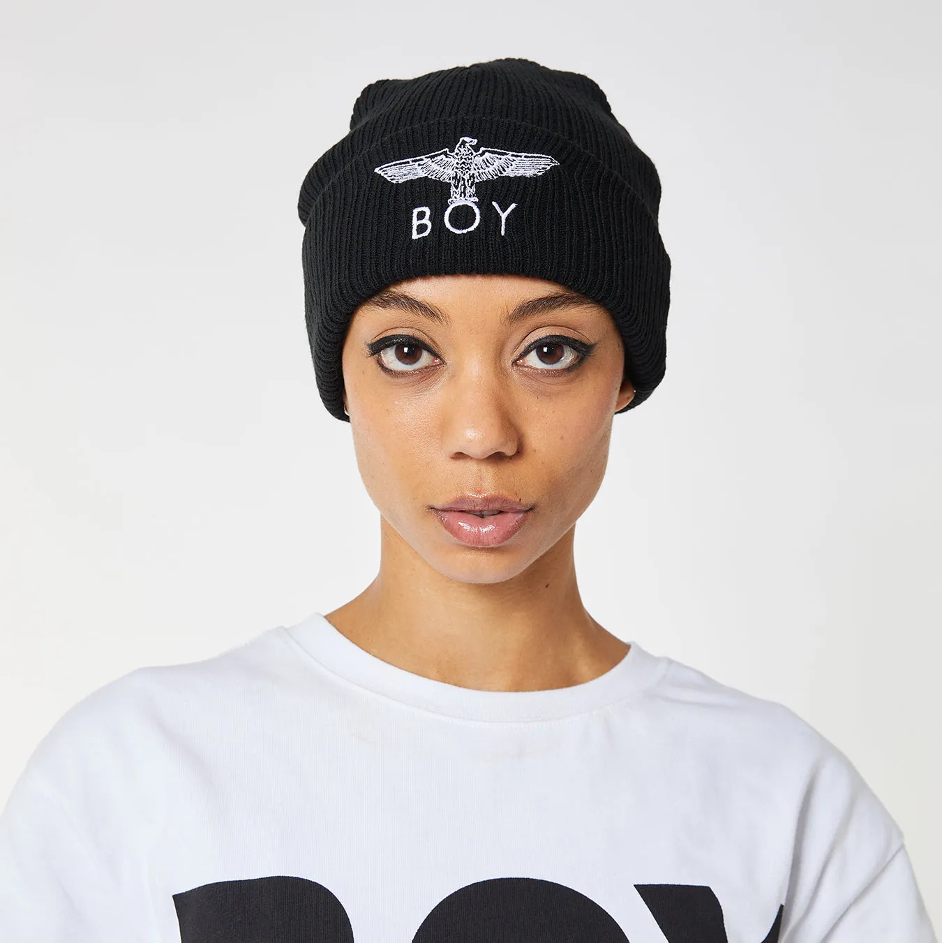 BOY EAGLE BEANIE WOMANS - BLACK/WHITE