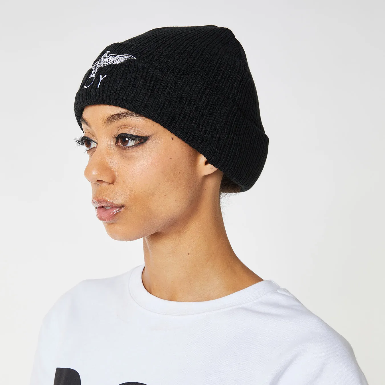 BOY EAGLE BEANIE WOMANS - BLACK/WHITE