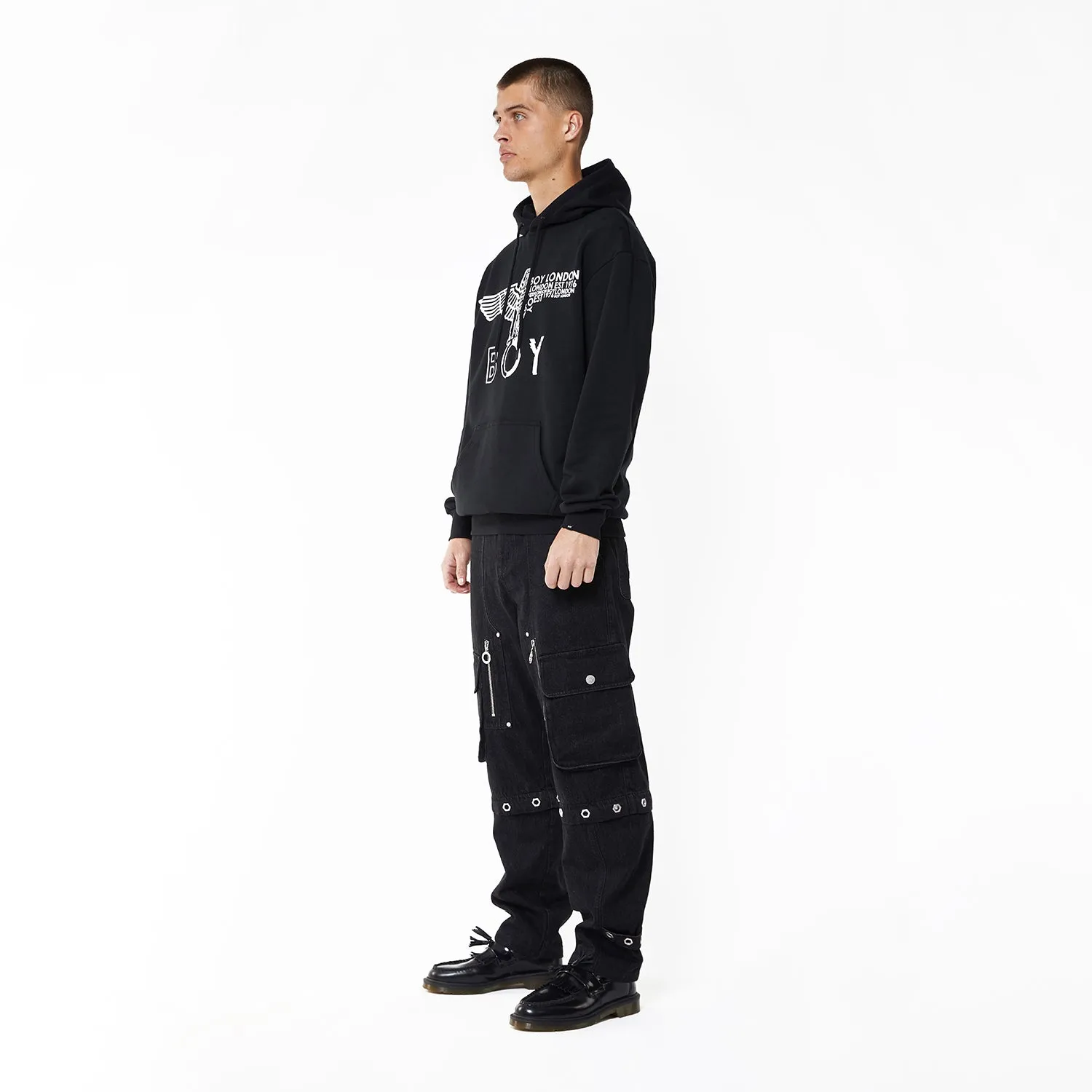 BOY EAGLE CONCEALED HOODIE - BLACK