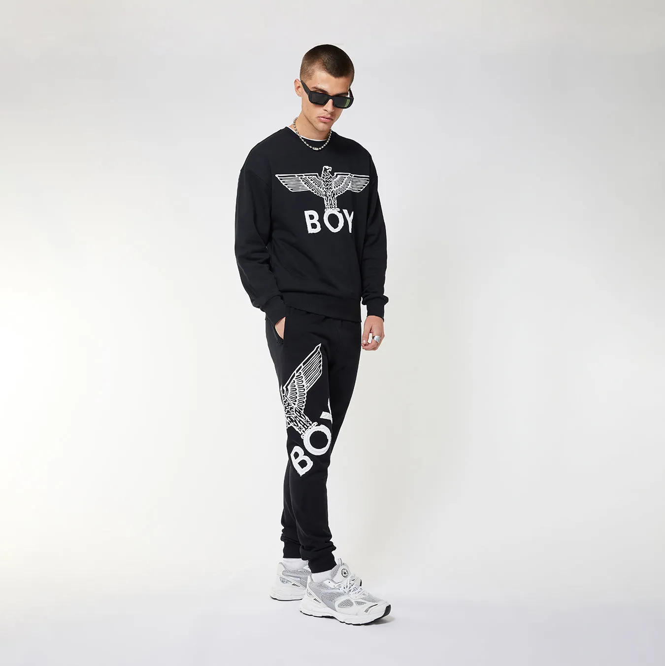 BOY EAGLE JOGGERS - BLACK/WHITE