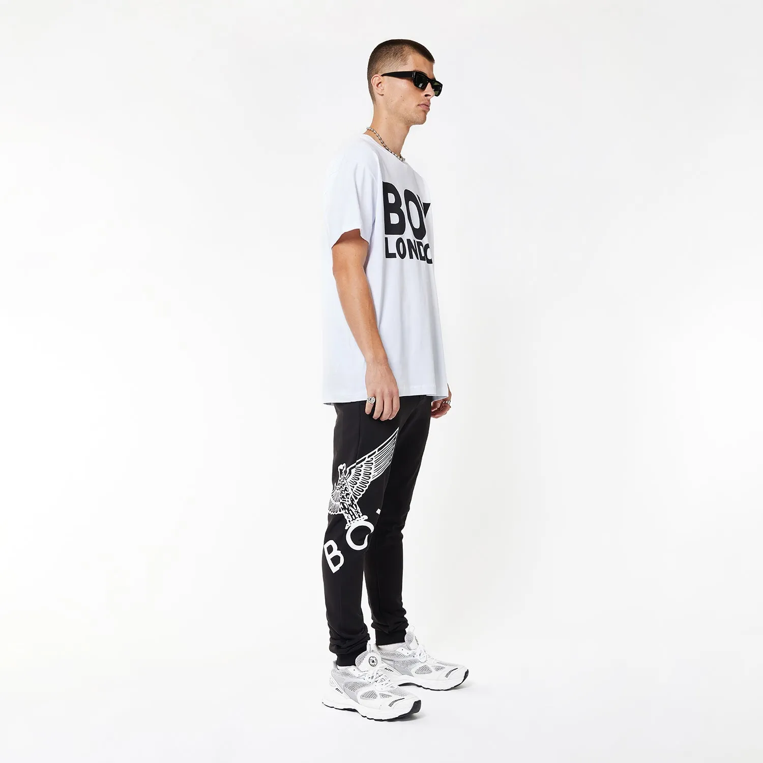 BOY EAGLE JOGGERS - BLACK/WHITE