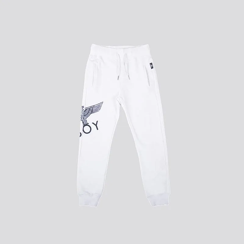 BOY EAGLE KIDS JOGGERS - WHITE/BLACK