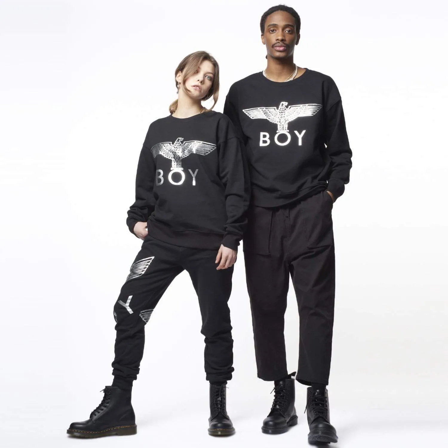 BOY EAGLE SWEATSHIRT - BLACK/SLIVER