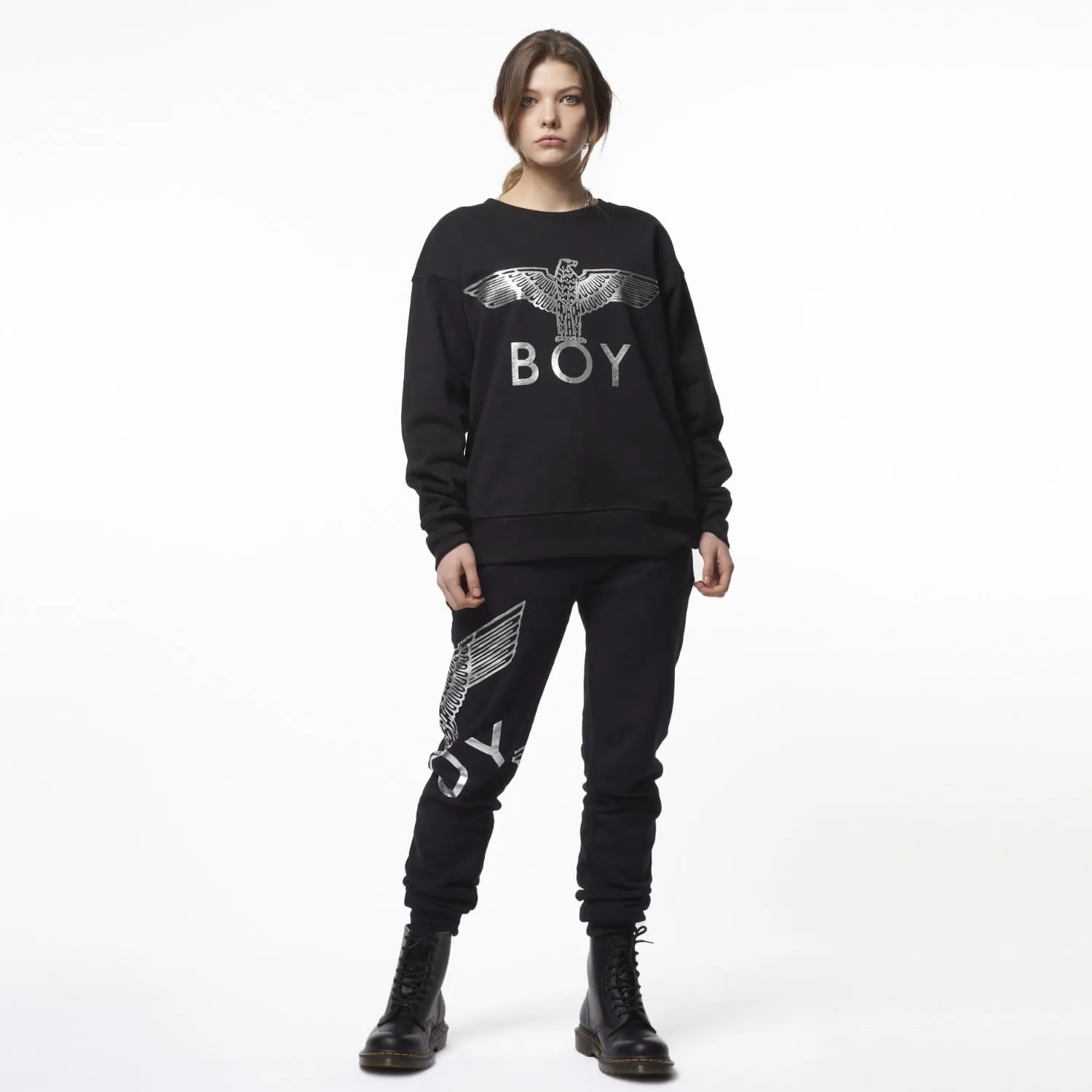 BOY EAGLE SWEATSHIRT - BLACK/SLIVER