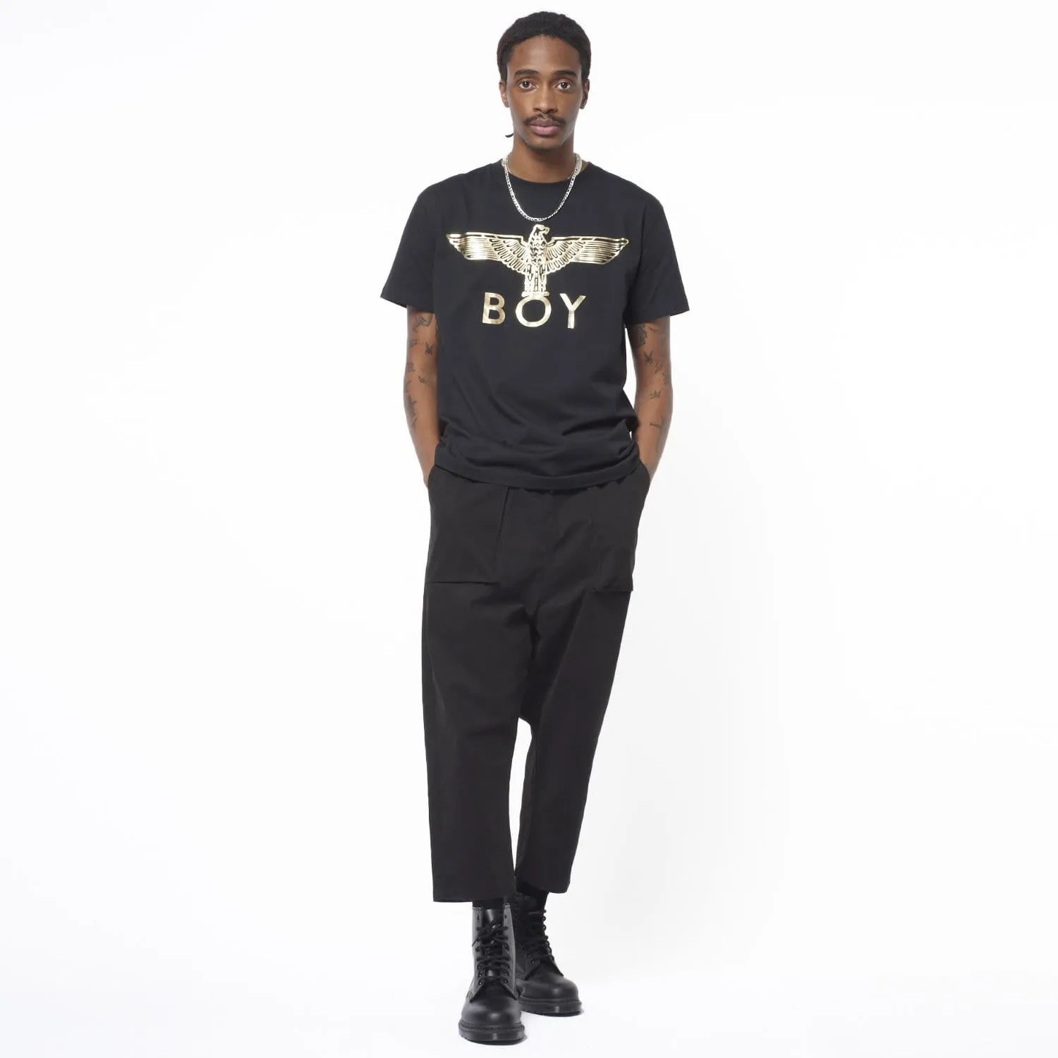 BOY EAGLE T-SHIRT - BLACK/GOLD