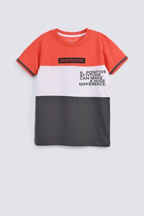 BOYS PRINTED COLOR BLOCK TEE