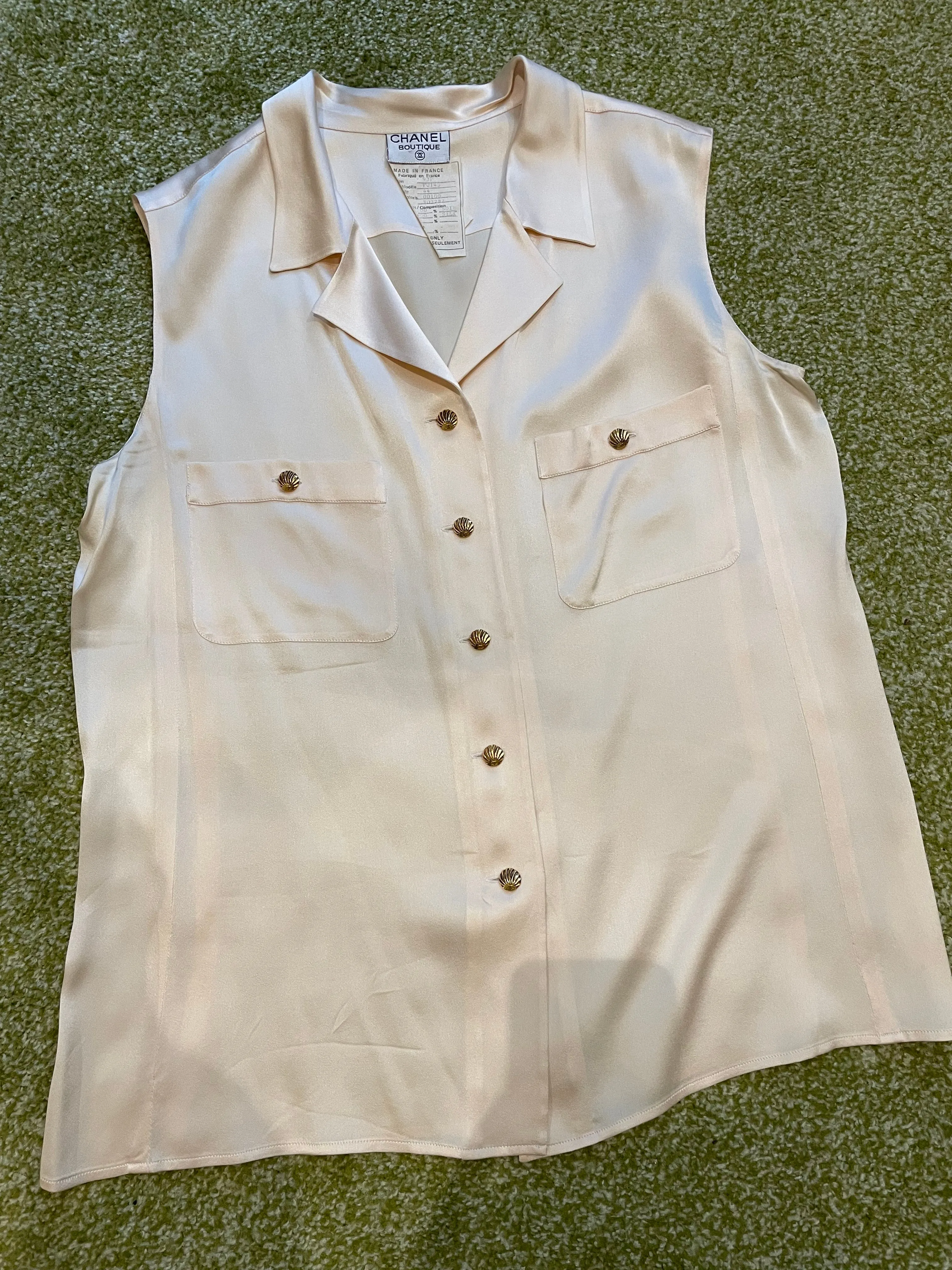 Collared Chanel Silk Blouse (Size 10)