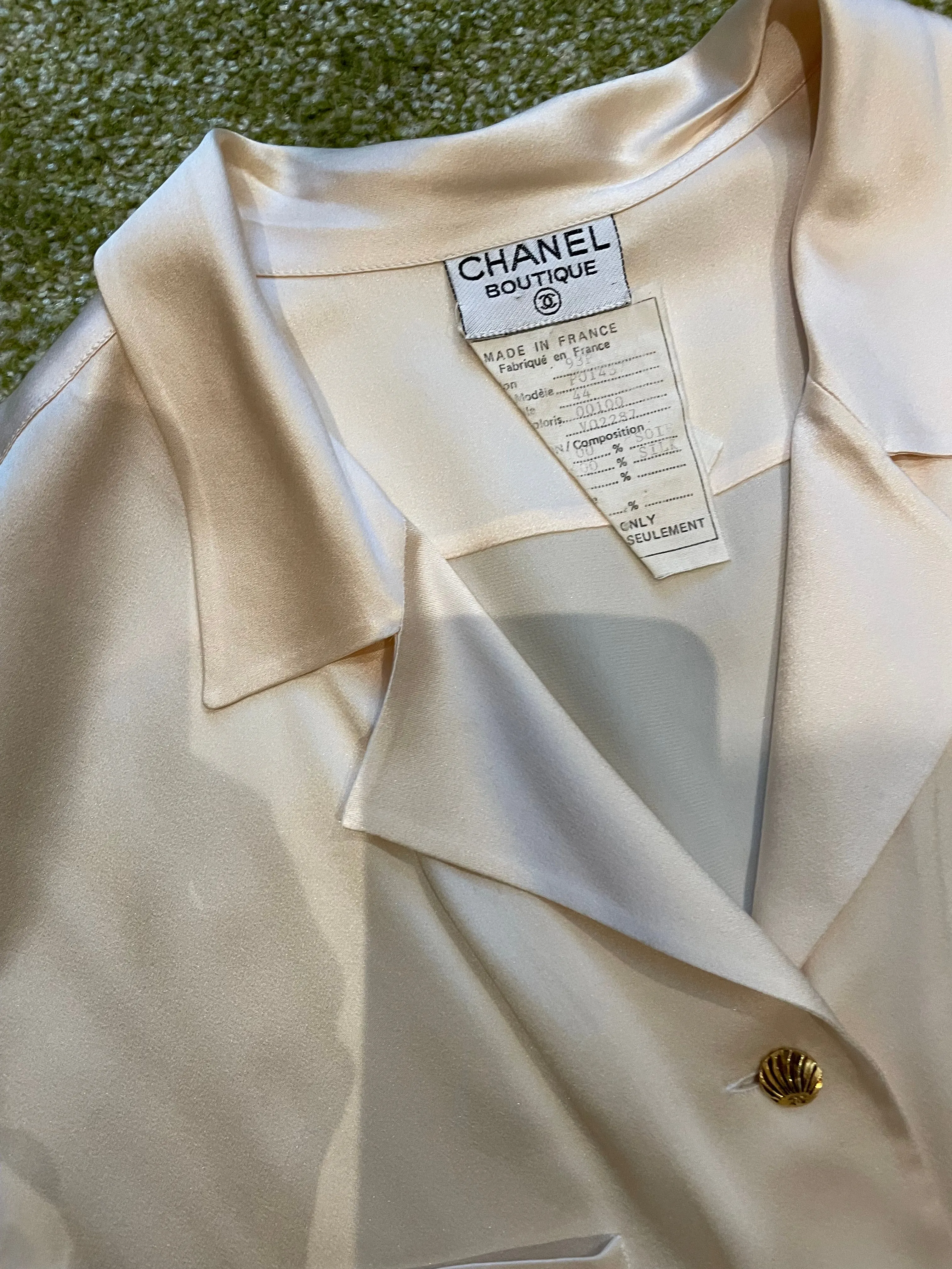 Collared Chanel Silk Blouse (Size 10)