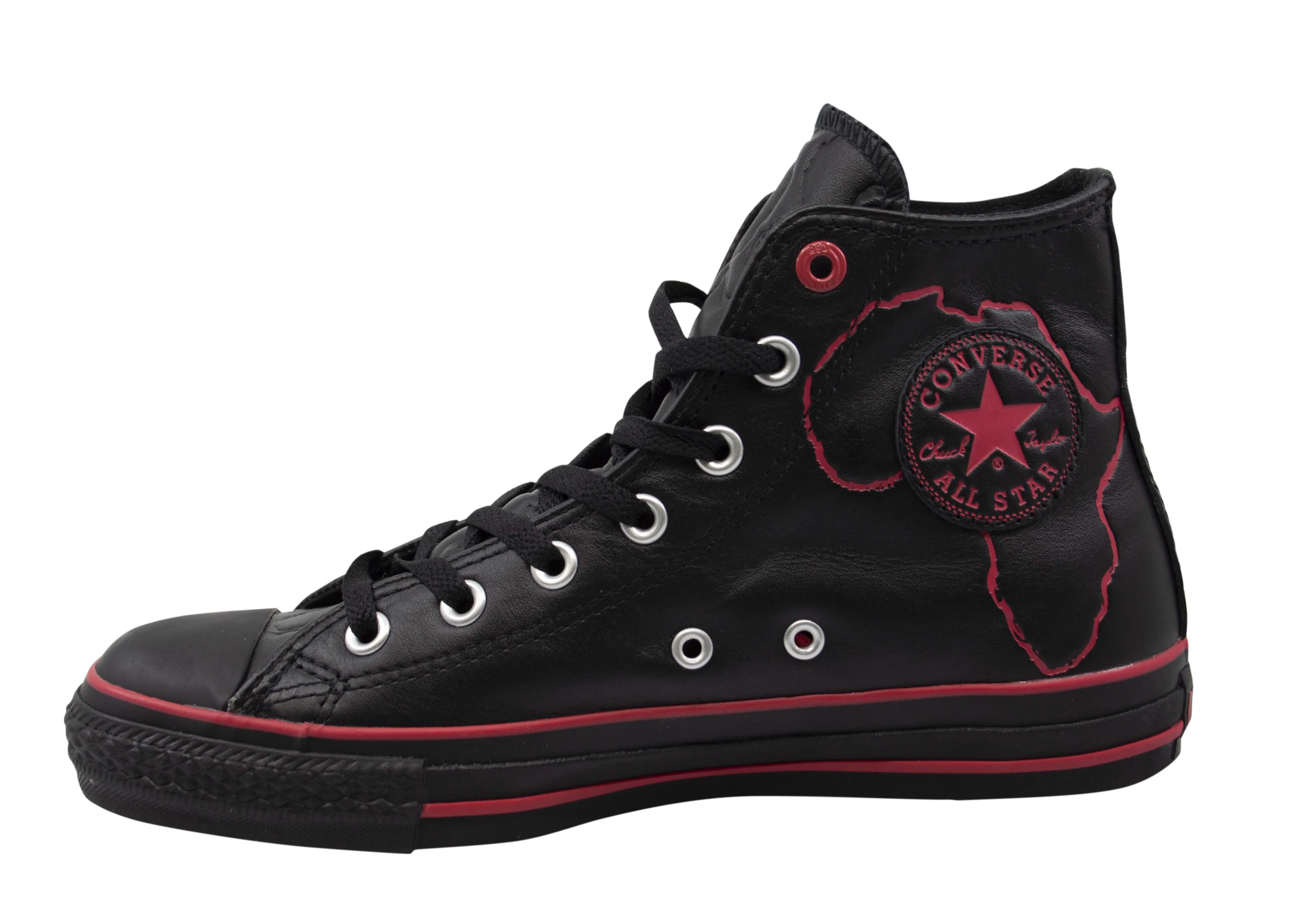 Converse Chuck Taylor Africas Hi Black Leather Lace Up Unisex Plimsolls 103483