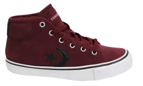 Converse Star Replay Mid Burgundy Leather Lace Up Junior Trainers 665322C