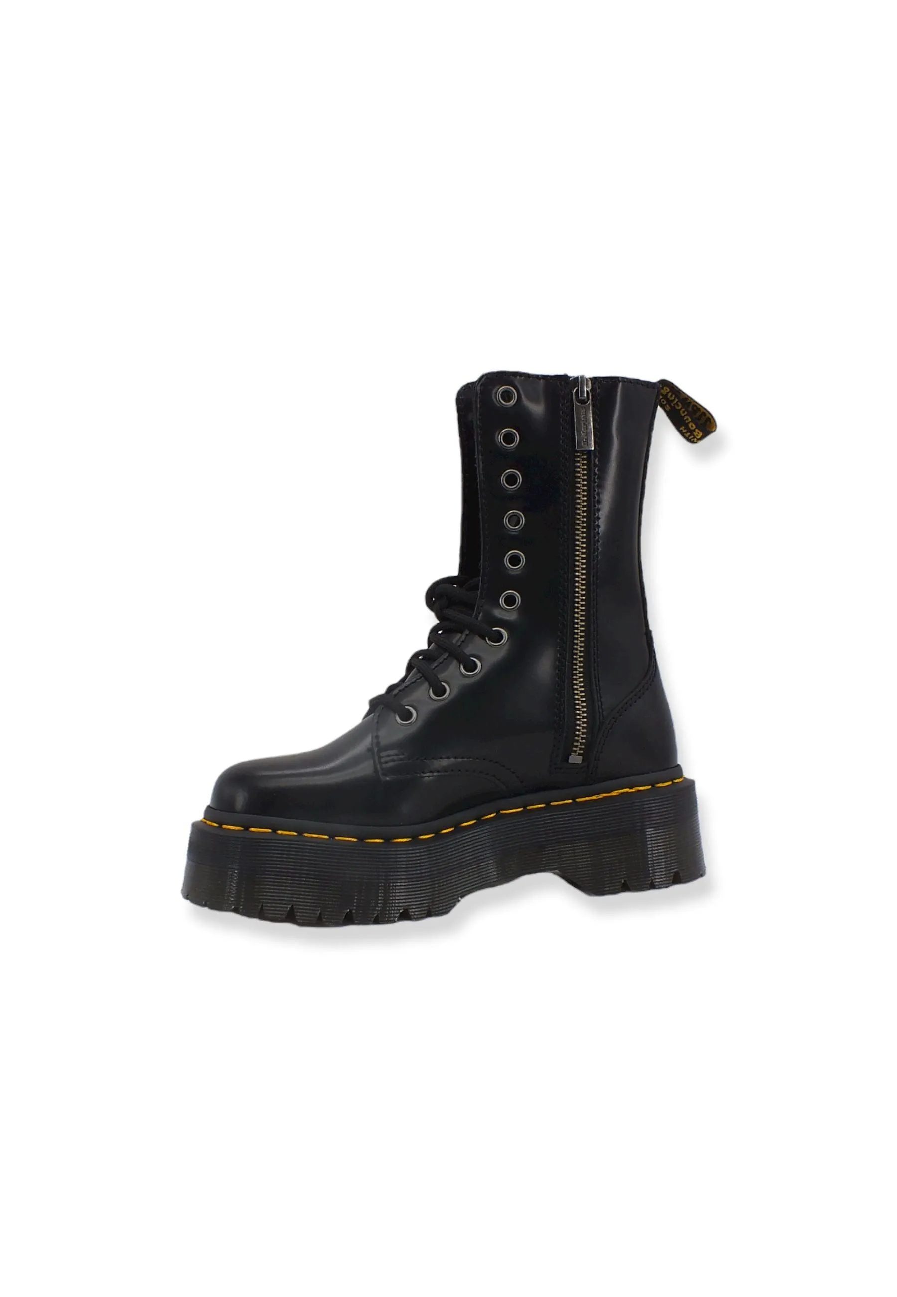 DR. MARTENS Jadon Hi Polished Smooth Stivaletto Anfibio Donna 10 Fori Black JADONHI-25565001