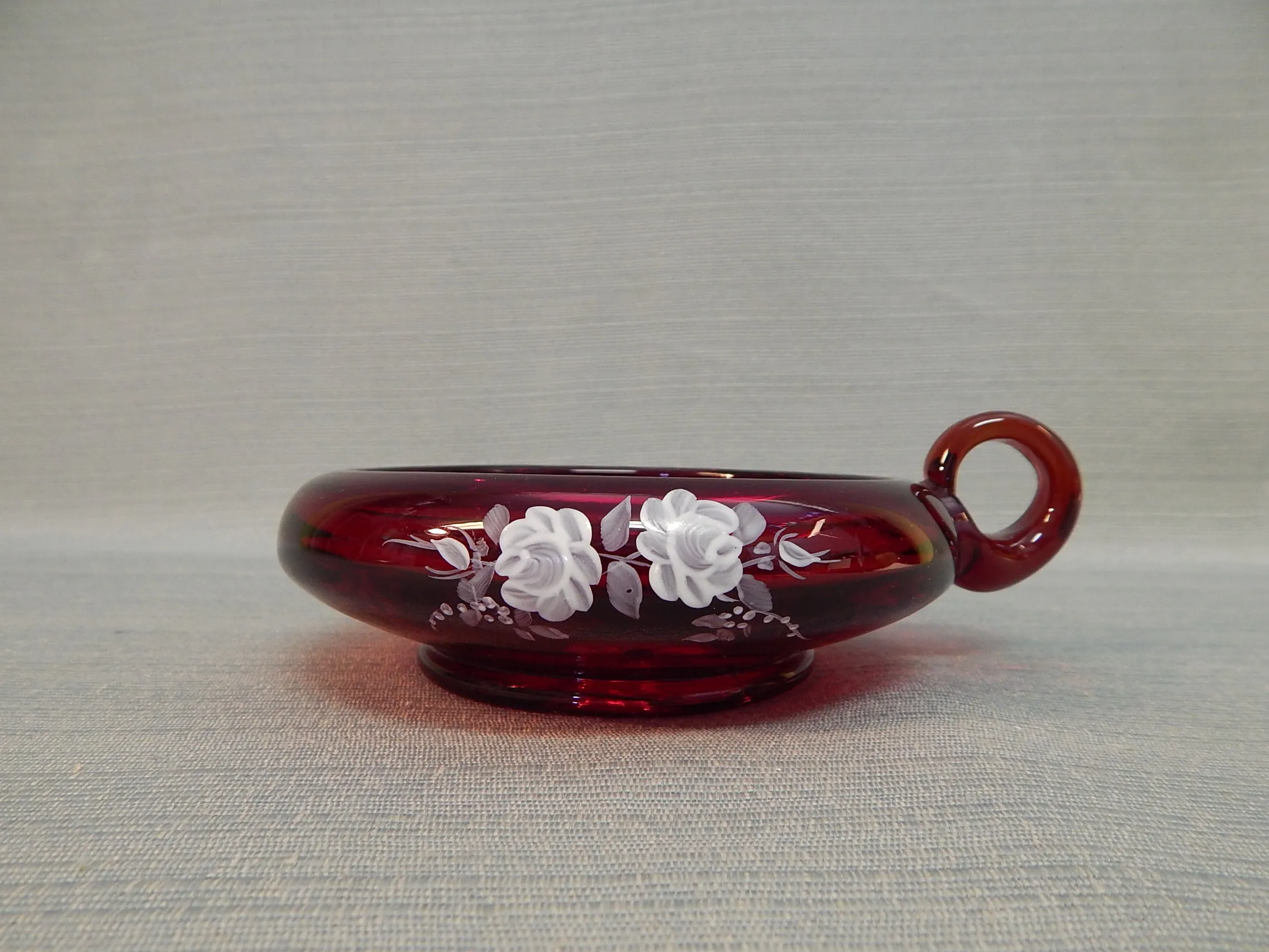 Fenton Ruby Glass Candle Holder - Very Good Condition