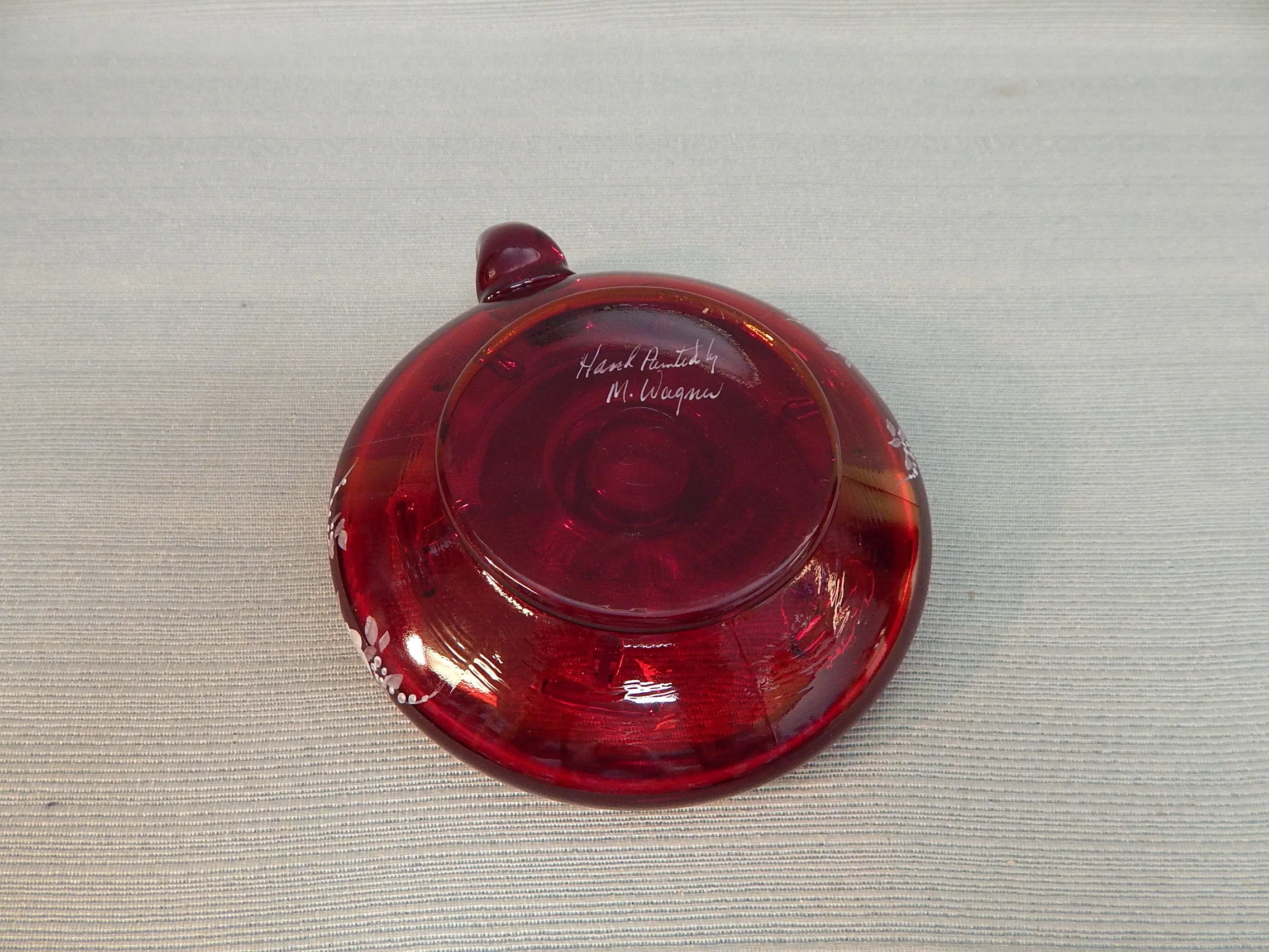 Fenton Ruby Glass Candle Holder - Very Good Condition