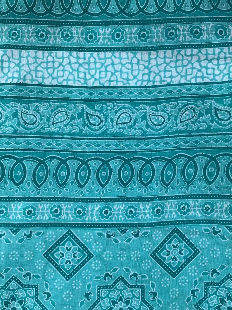 Firozi Block Printed Cotton Dupatta