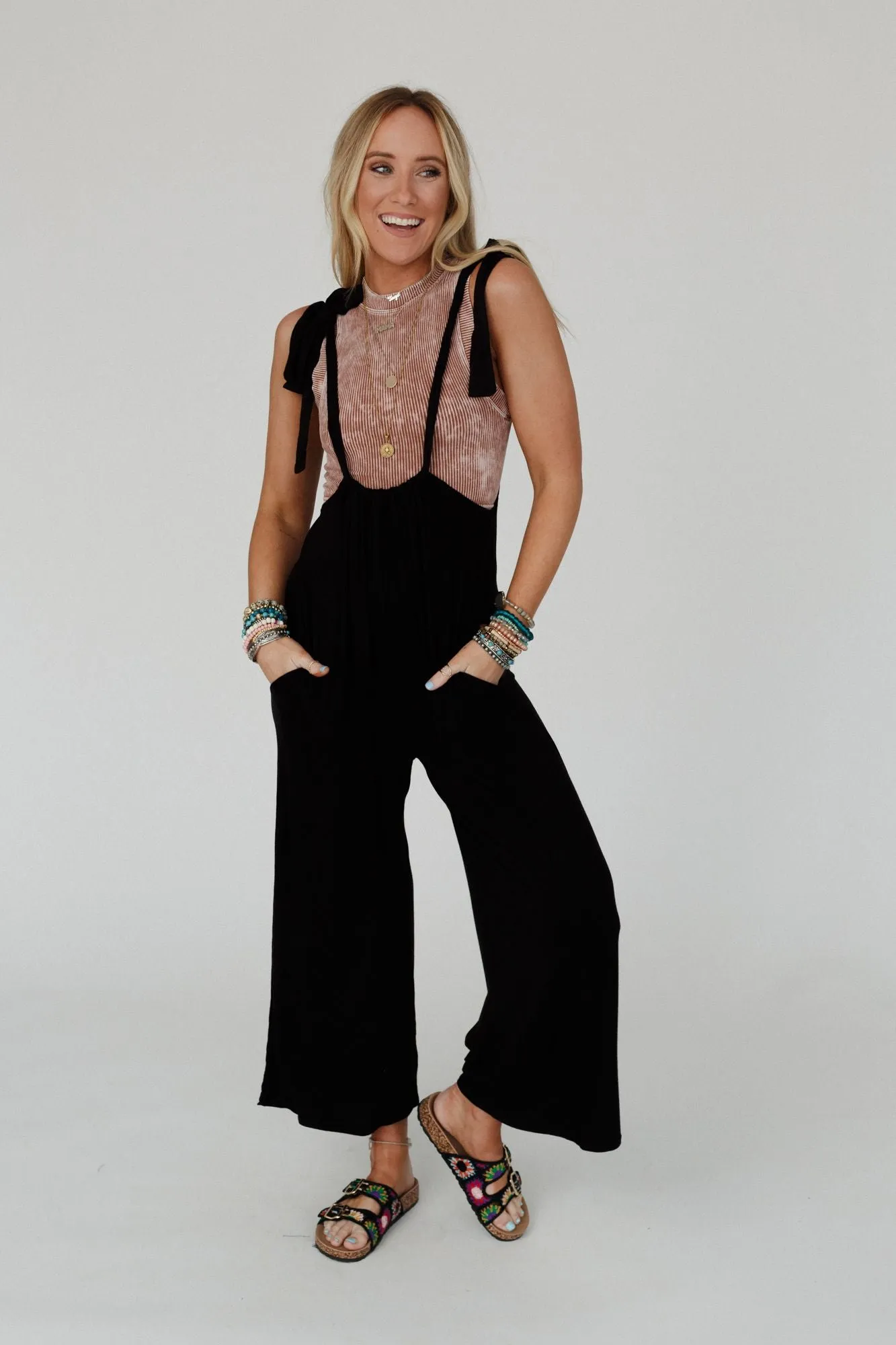 Forever Relaxed Gathered Jumpsuit - Black