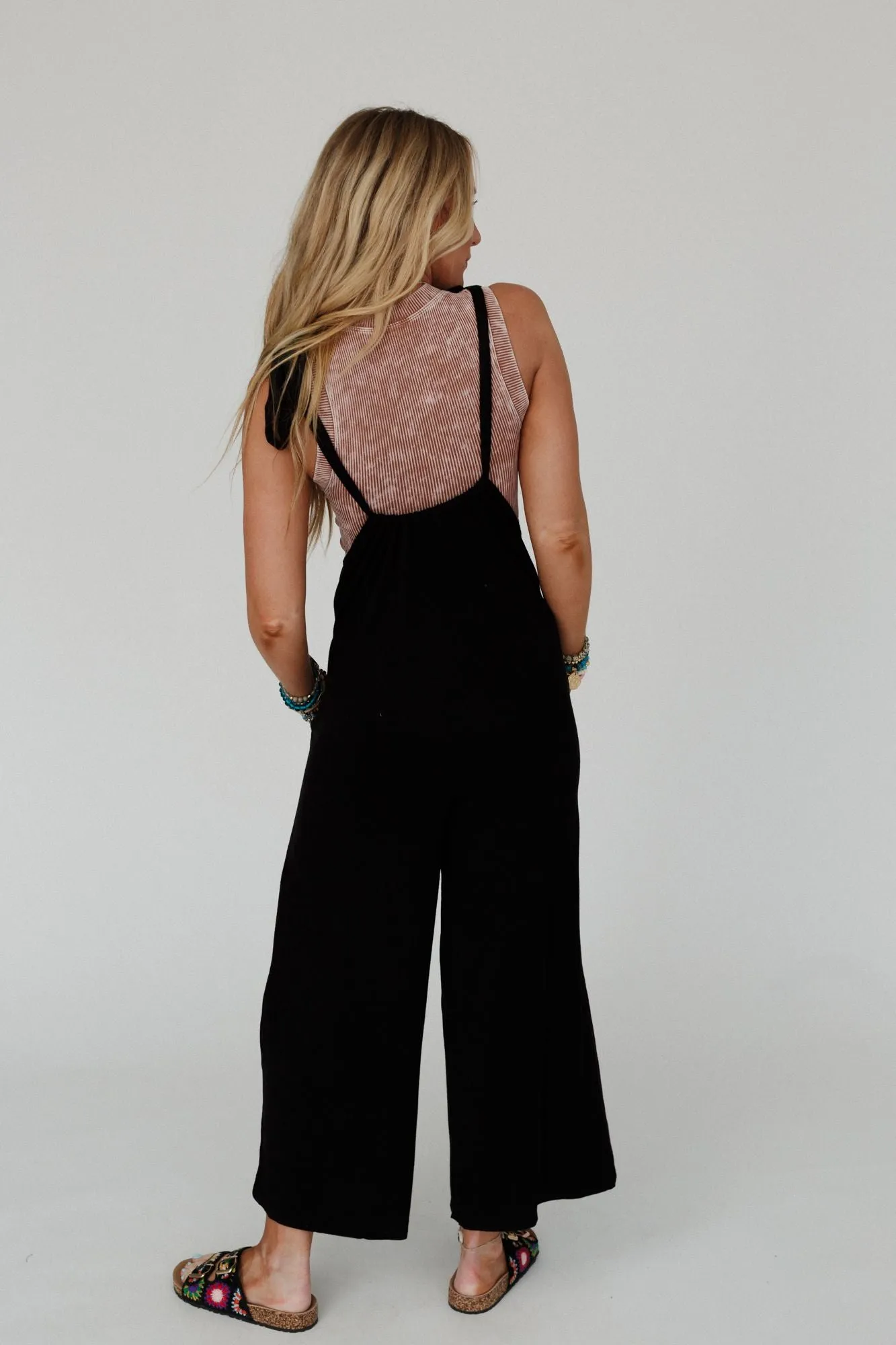 Forever Relaxed Gathered Jumpsuit - Black