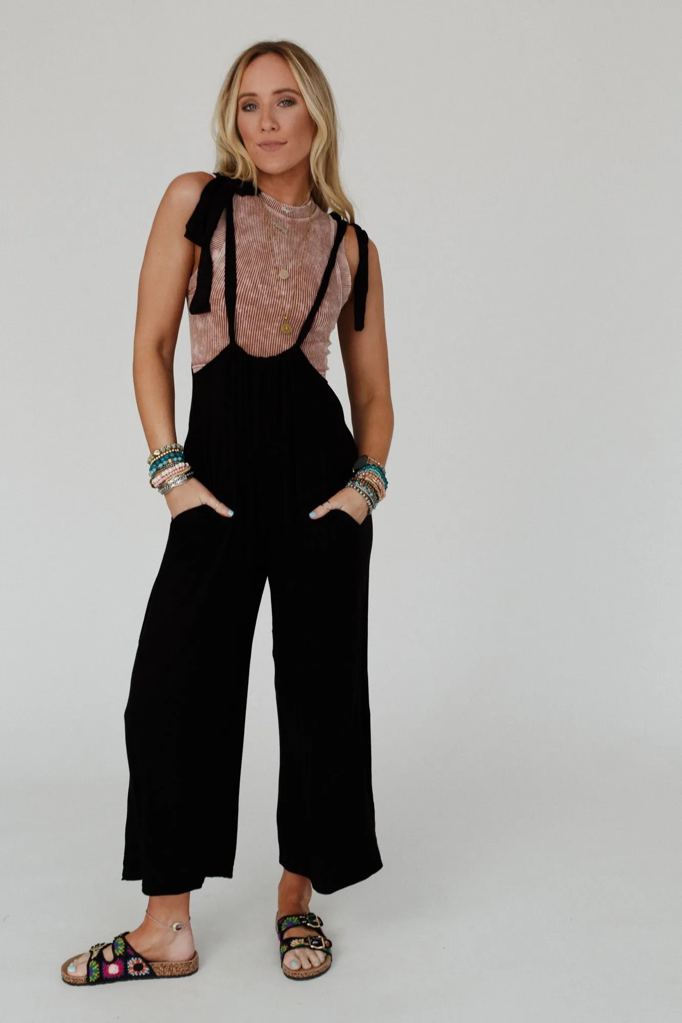 Forever Relaxed Gathered Jumpsuit - Black