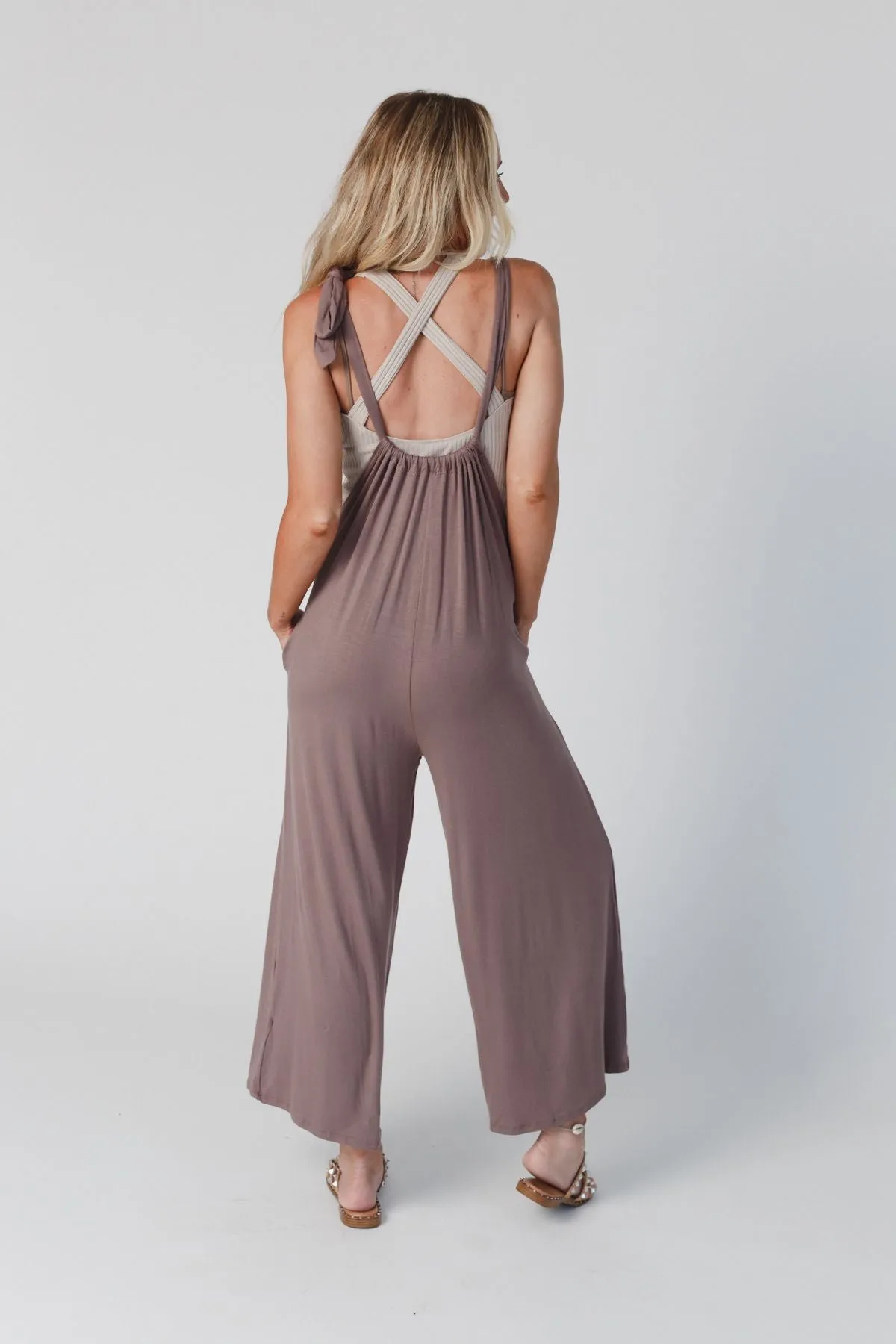 Forever Relaxed Gathered Jumpsuit - Mocha