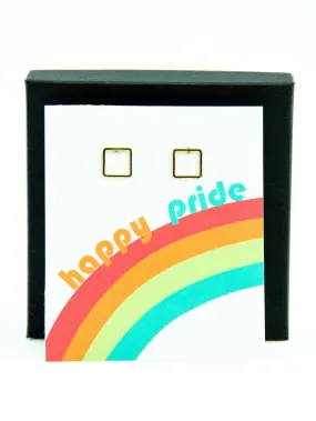 Happy Pride LGBTQ  Rainbow Square Stud Earrings Gift