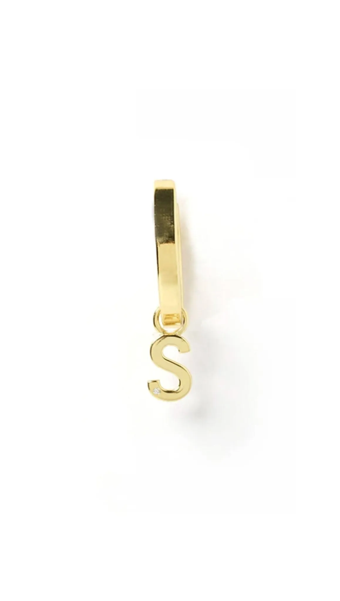 Initial Gold Charm Earring - Gold/Single