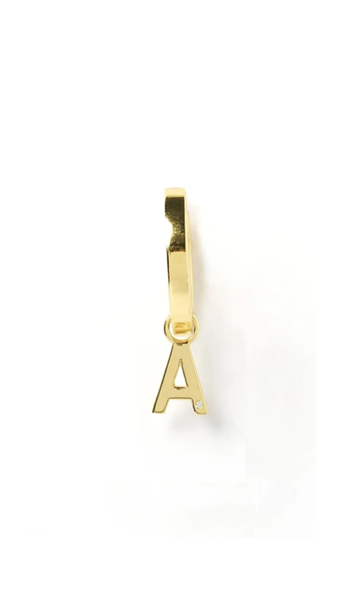 Initial Gold Charm Earring - Gold/Single