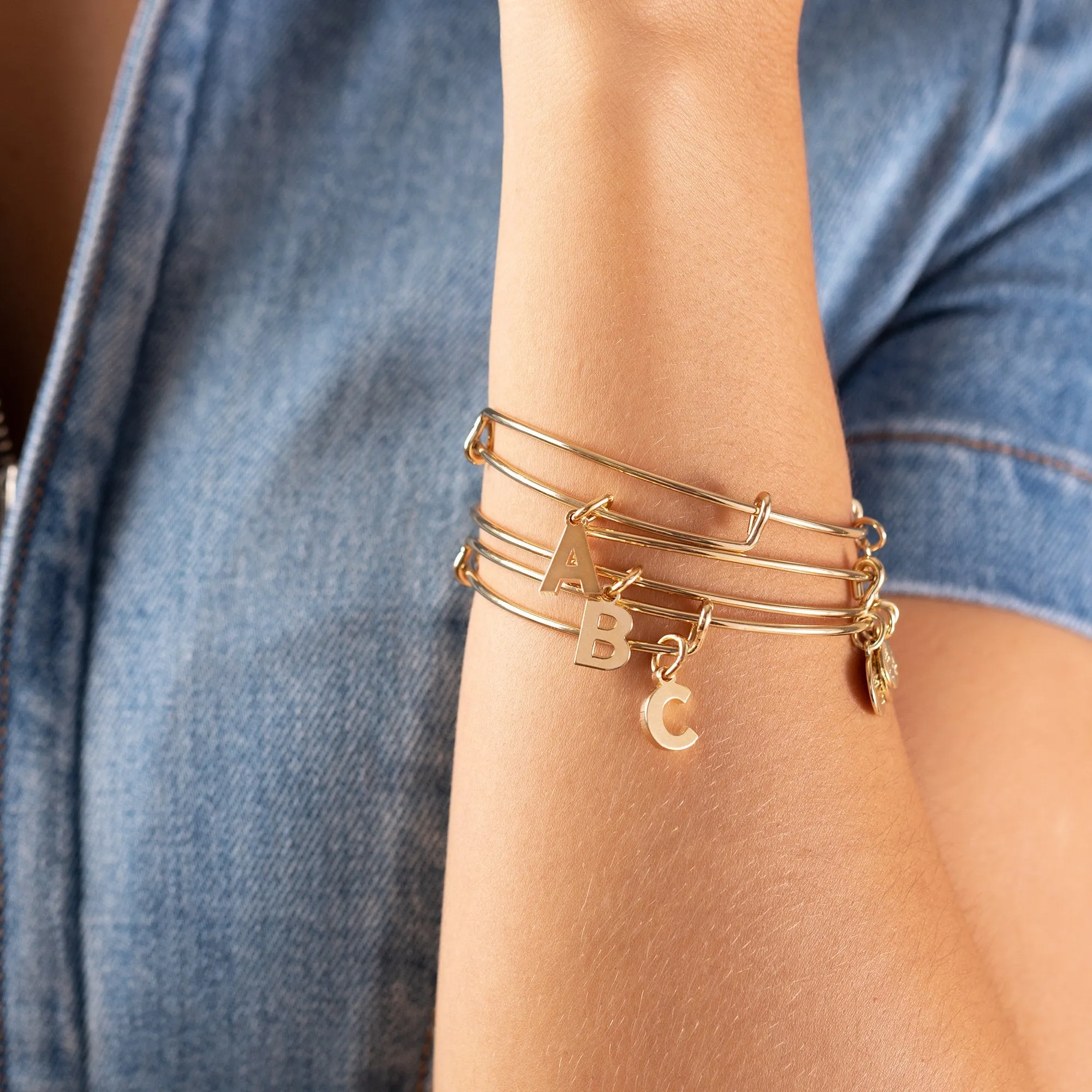 Initial H Charm Bangle