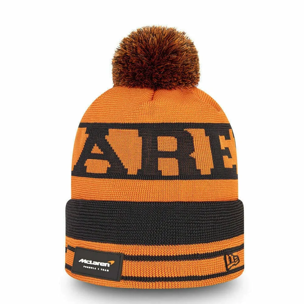 McLaren F1 New Era Team Daniel Ricciardo Bobble Cuff Beanie- Papaya