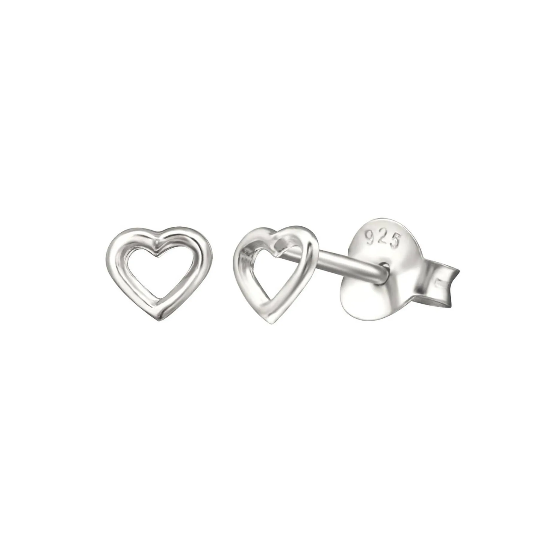 Open Heart Sterling Silver Studs