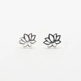 Silver Mini Cutout Lotus Studs