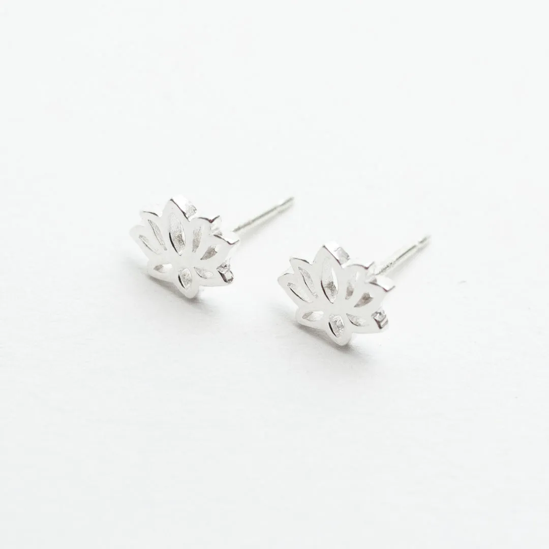 Silver Mini Cutout Lotus Studs