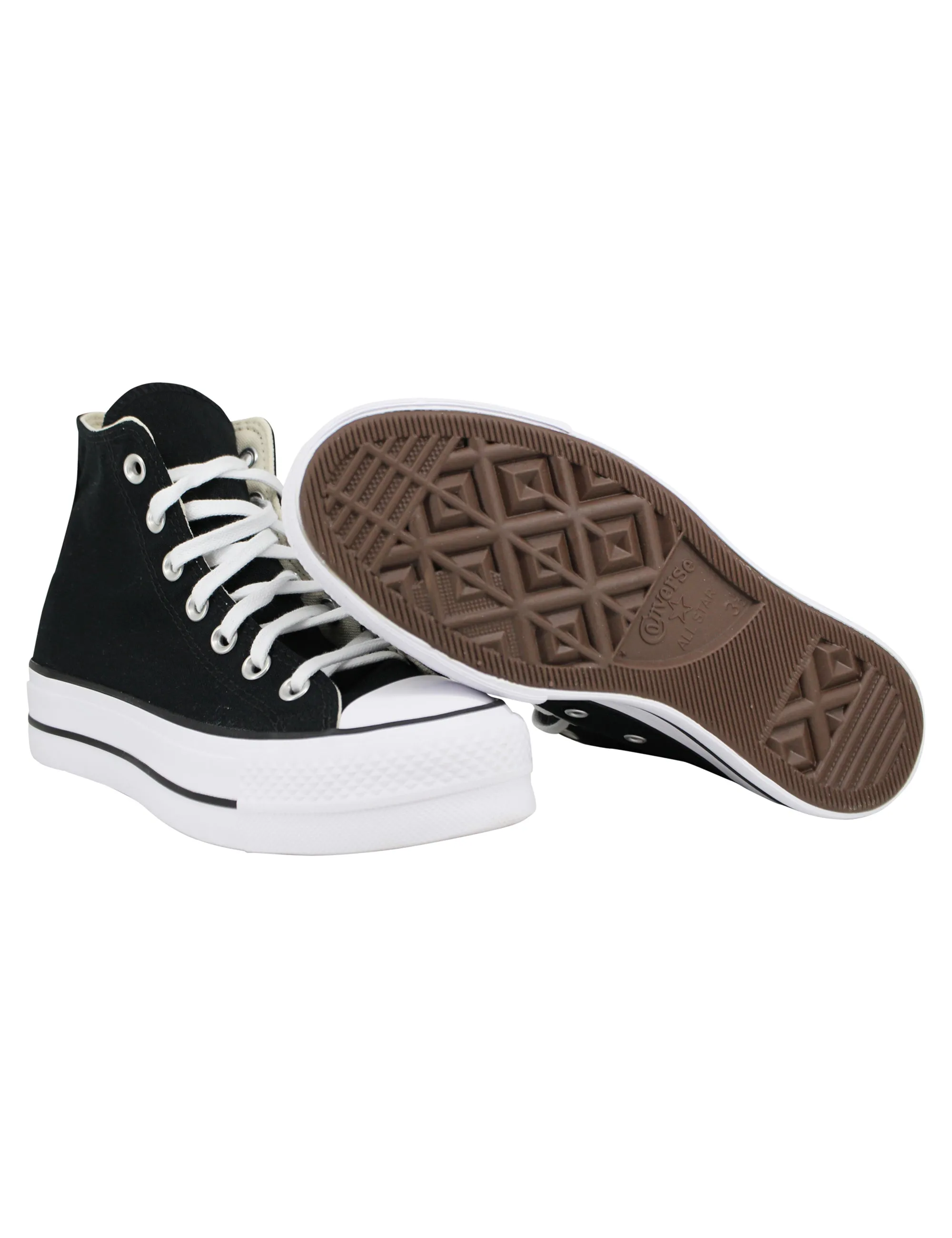 Sneakers donna Chuck Taylor stivaletto in tela nera con fondo zeppa