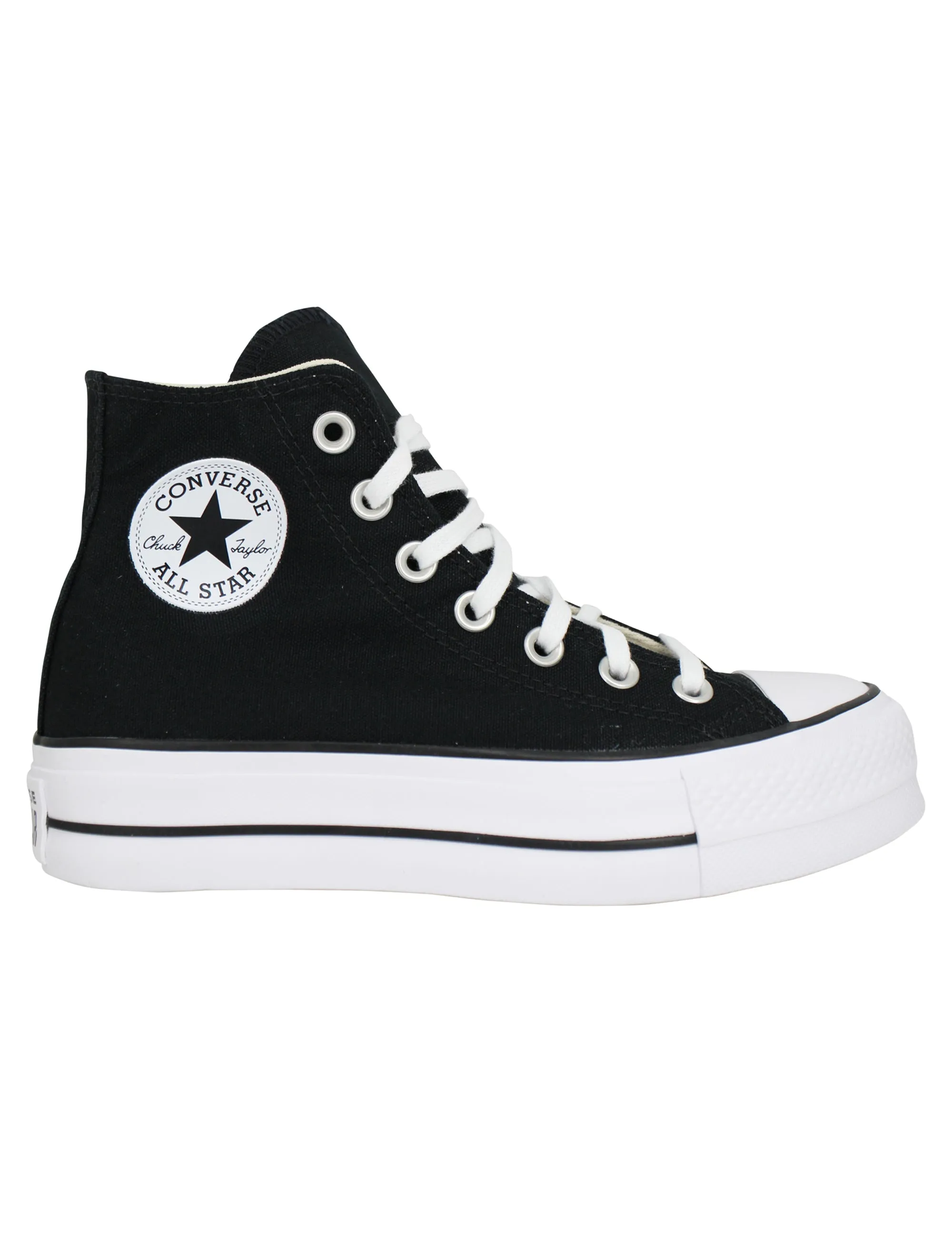 Sneakers donna Chuck Taylor stivaletto in tela nera con fondo zeppa