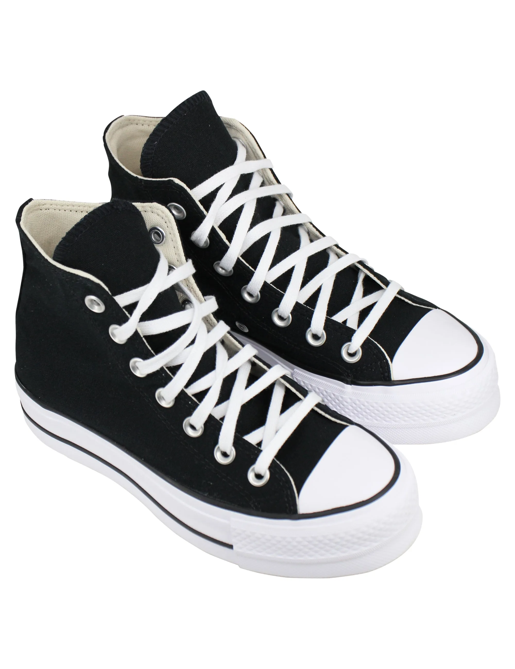 Sneakers donna Chuck Taylor stivaletto in tela nera con fondo zeppa