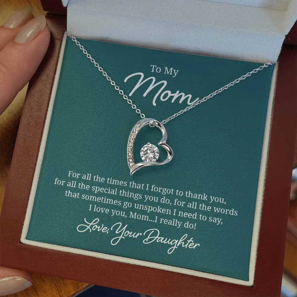 To My Mom Necklace from Daughter, For All the Time, I Love You Mom