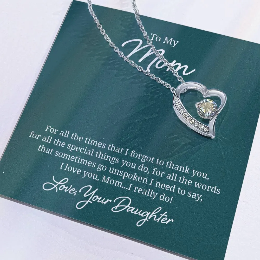 To My Mom Necklace from Daughter, For All the Time, I Love You Mom