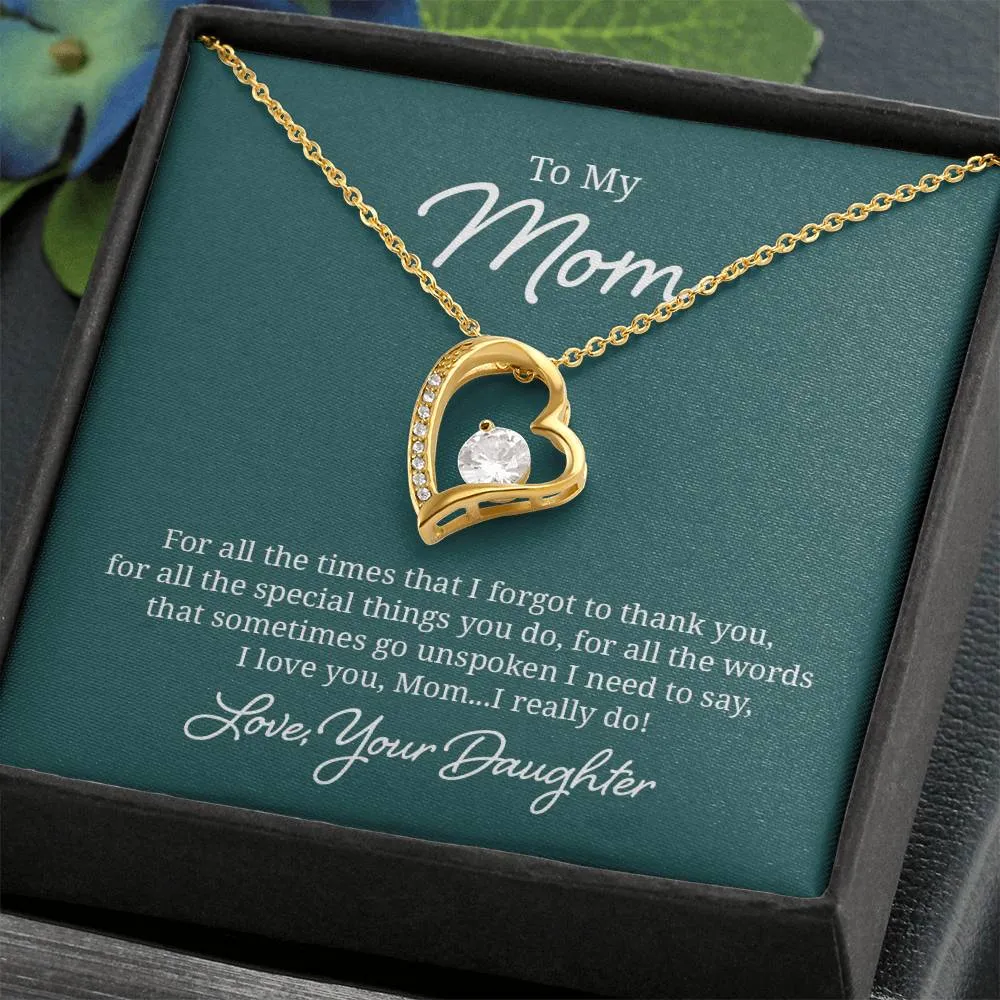 To My Mom Necklace from Daughter, For All the Time, I Love You Mom