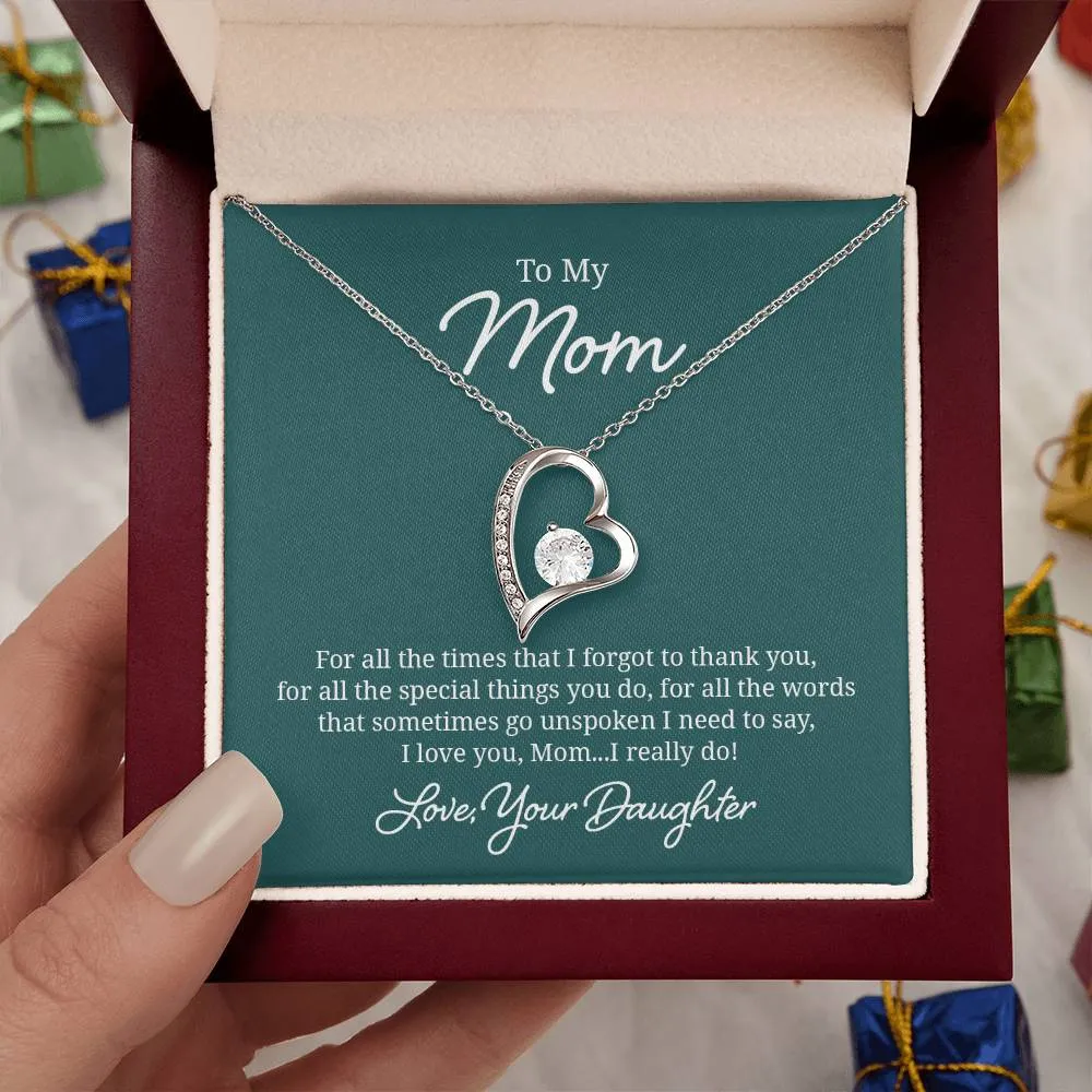 To My Mom Necklace from Daughter, For All the Time, I Love You Mom